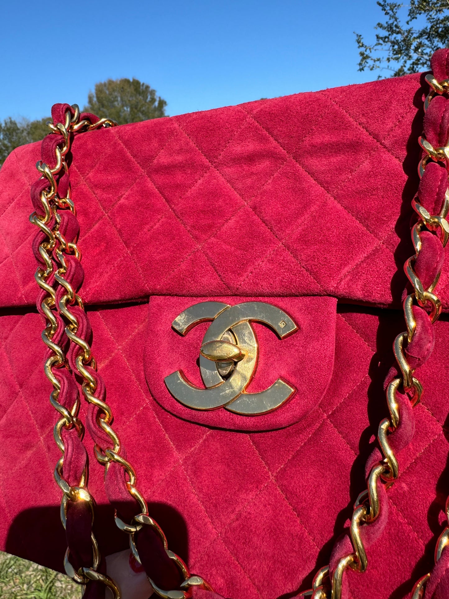 Chanel Mulberry Suede Maxi Flap Bag