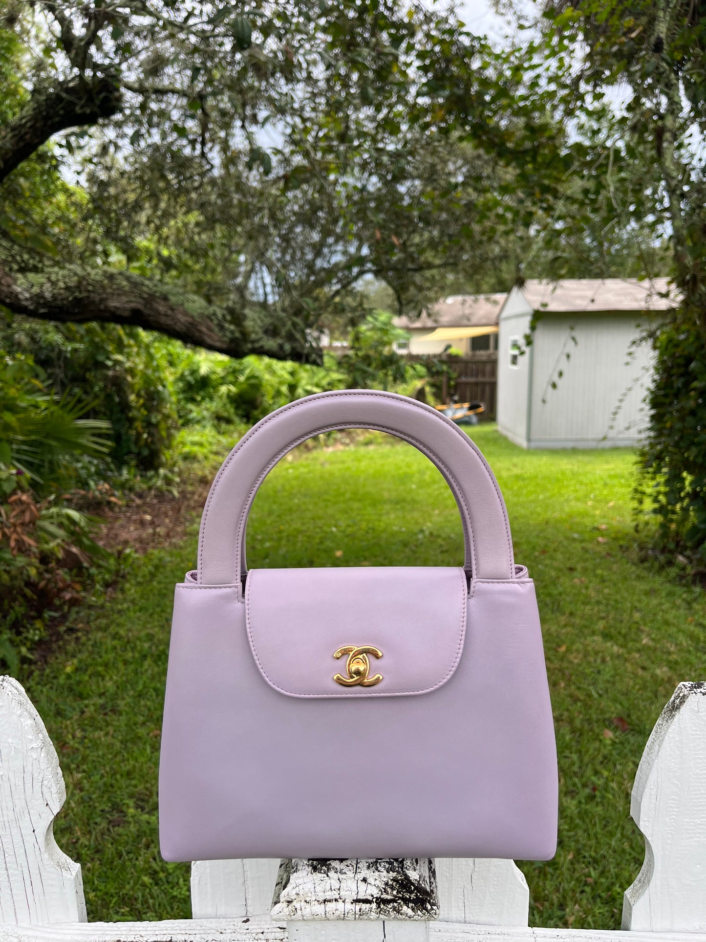 Chanel Vintage Medium Lilac  Lambskin Kelly Top Handle