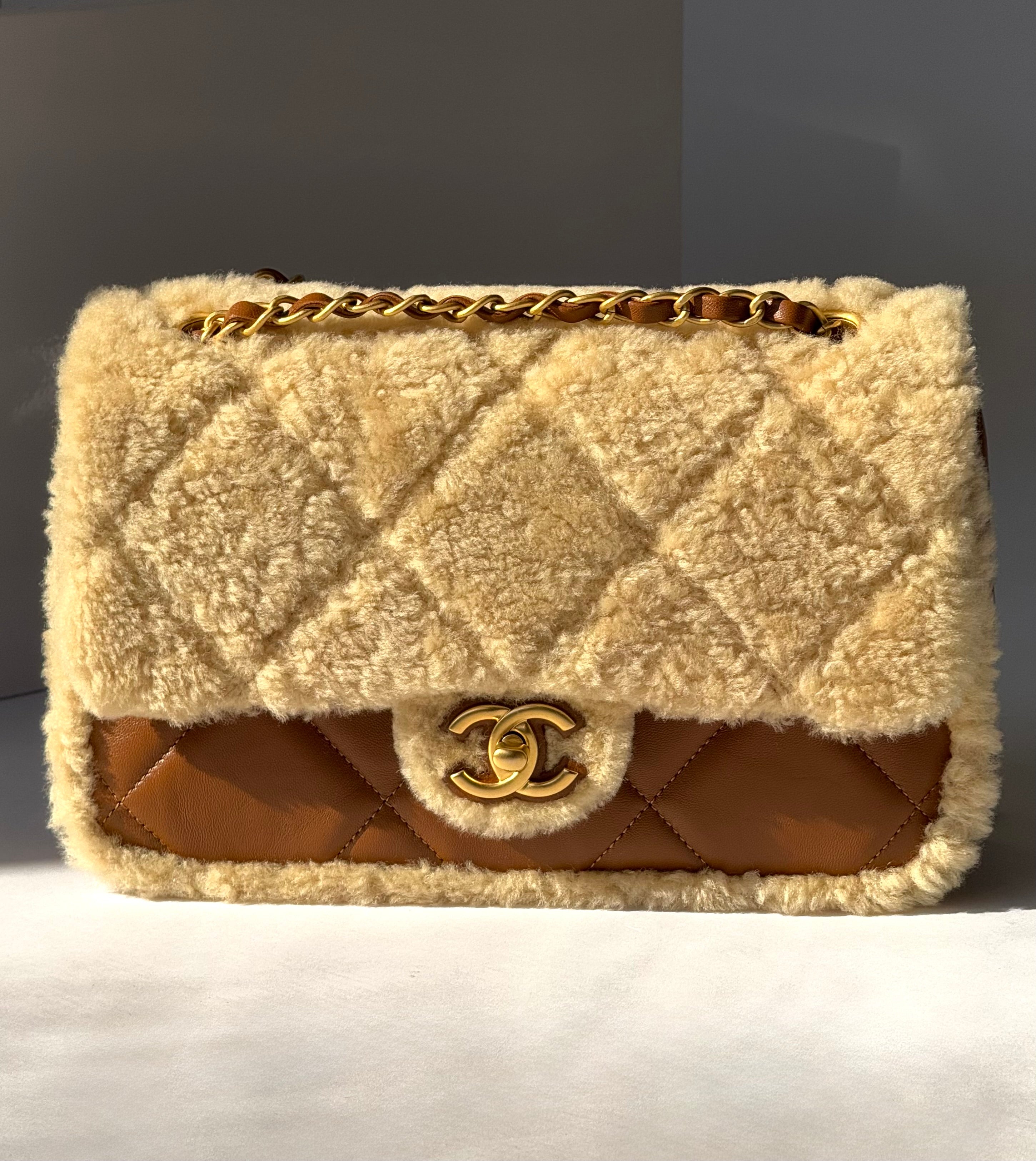 Chanel 24K Brown Shearling Medium Flap Bag Its A Luv Story chanel-24k-brown-shearling-medium-flap-bag-its-a-luv-story