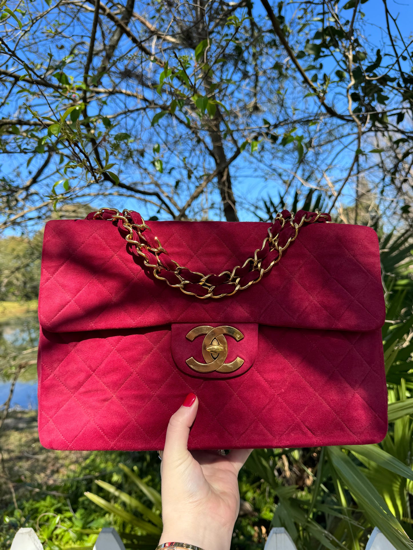 Chanel Mulberry Suede Maxi Flap Bag