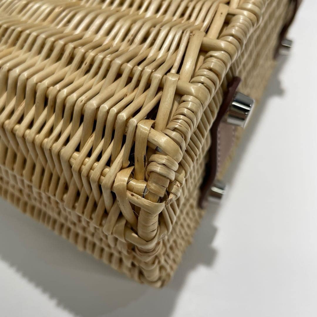 Hermes 2016 Picnic Bolide 25 Fauve Barenia & Osier Wicker Bag