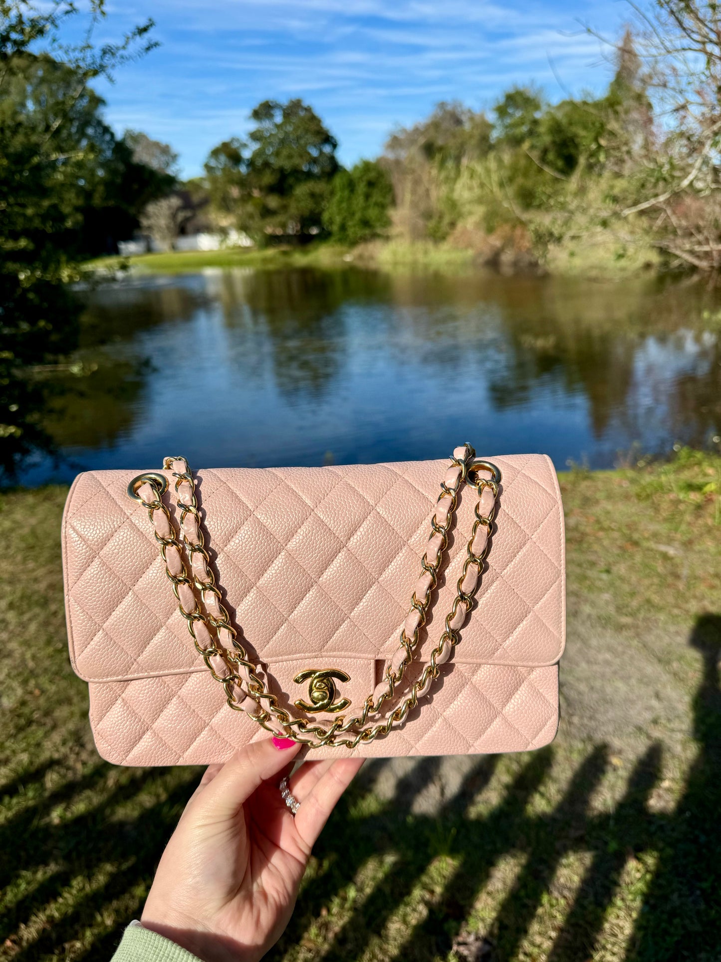 Chanel Light Pink Medium Vintage Caviar Classic Flap