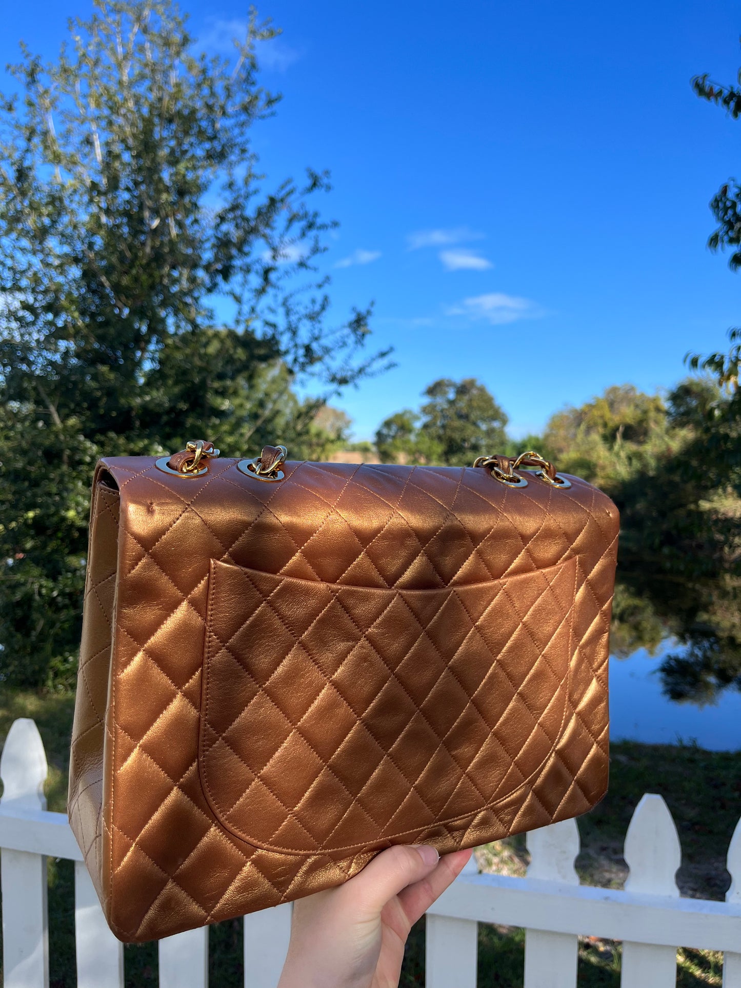 Chanel 1991 Bronze Maxi Lambskin Flap Bag