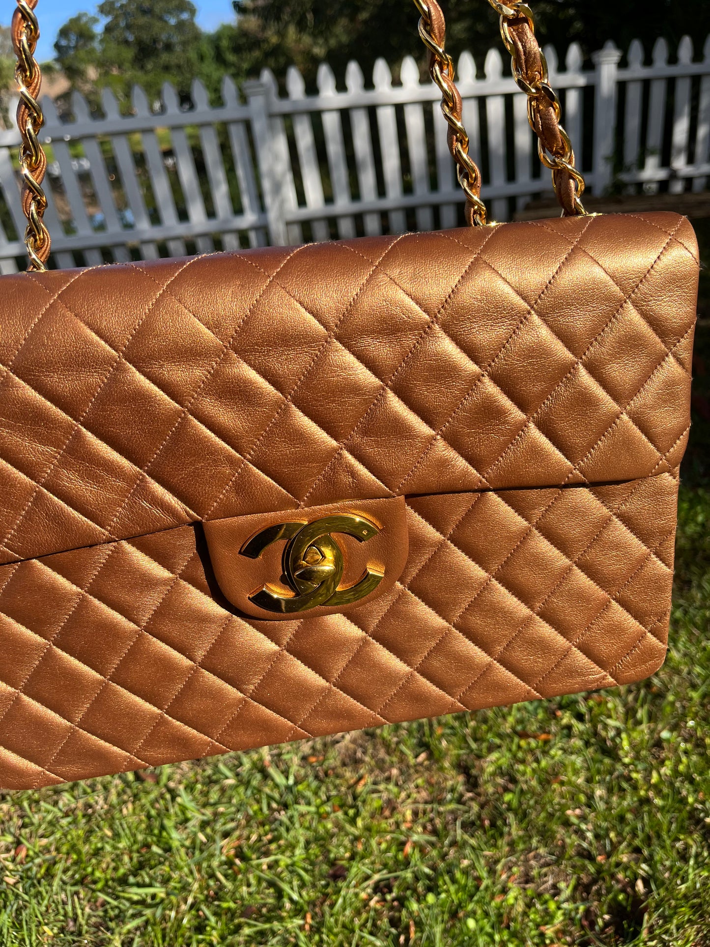 Chanel 1991 Bronze Maxi Lambskin Flap Bag