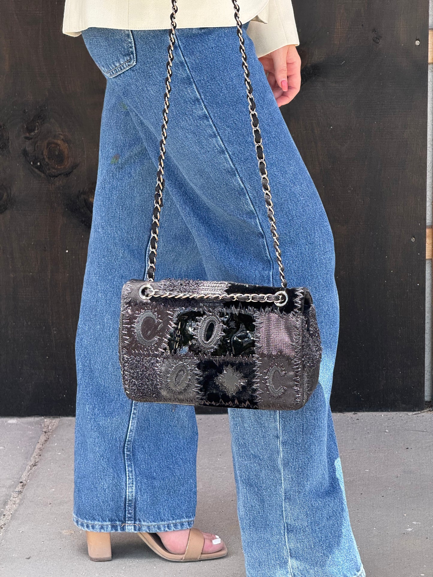 Chanel Black Patchwork Medium Single Flap Bag