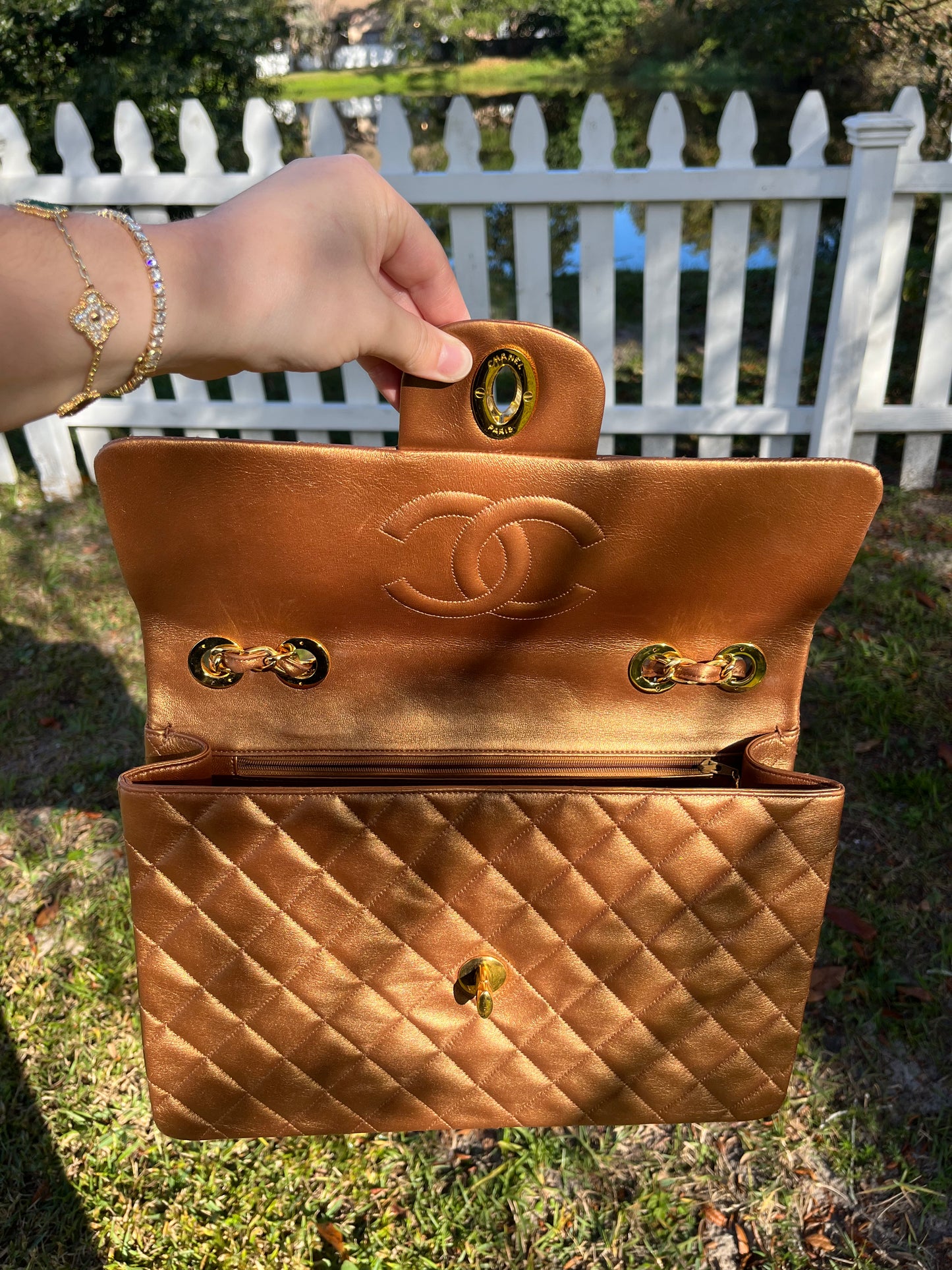 Chanel 1991 Bronze Maxi Lambskin Flap Bag
