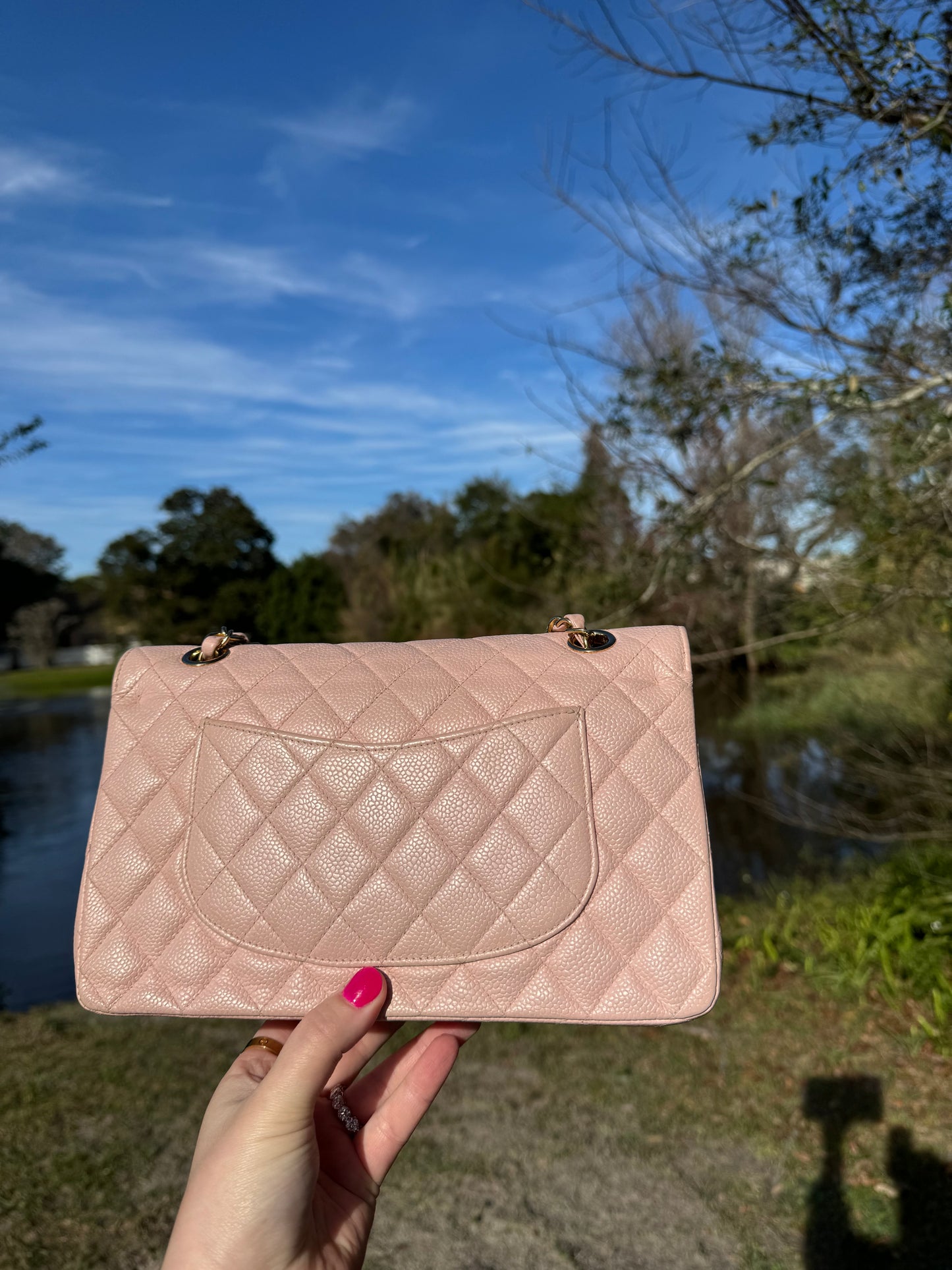 Chanel Light Pink Medium Vintage Caviar Classic Flap