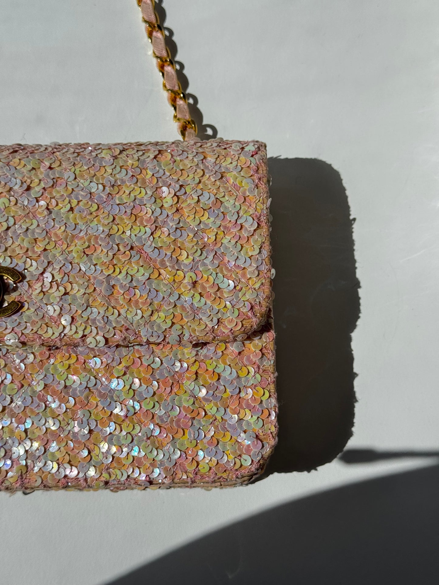 Chanel 1992 Medium Pink Sequin Flap Bag