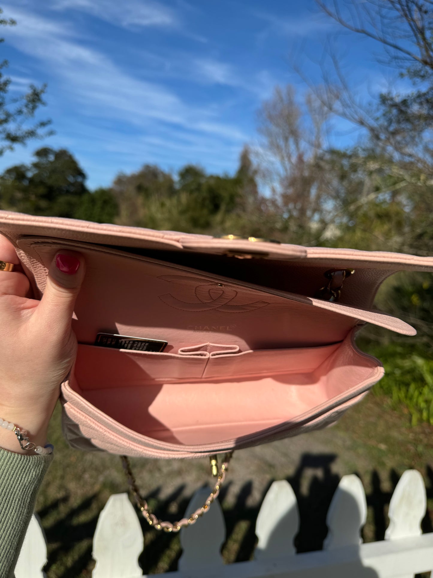 Chanel Light Pink Medium Vintage Caviar Classic Flap