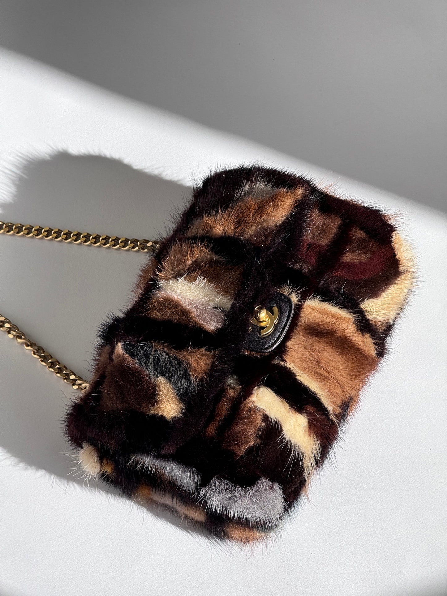 Chanel Multicolor Medium Mink Fur Single Flap Bag