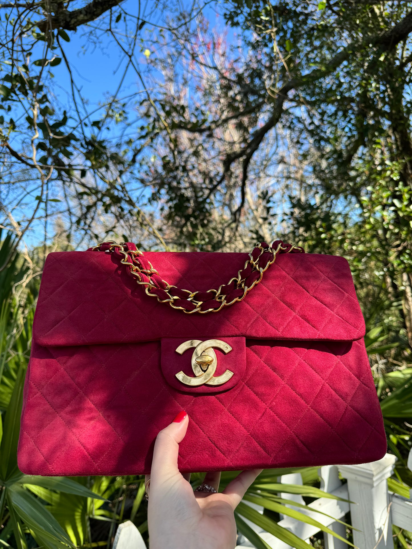 Chanel Mulberry Suede Maxi Flap Bag
