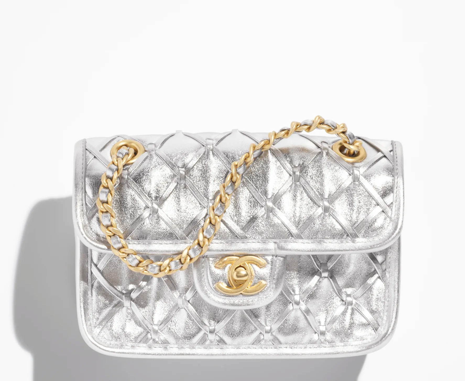 Chanel Silver Metallic Mini Braided Calfskin Flap Bag – Its A Luv