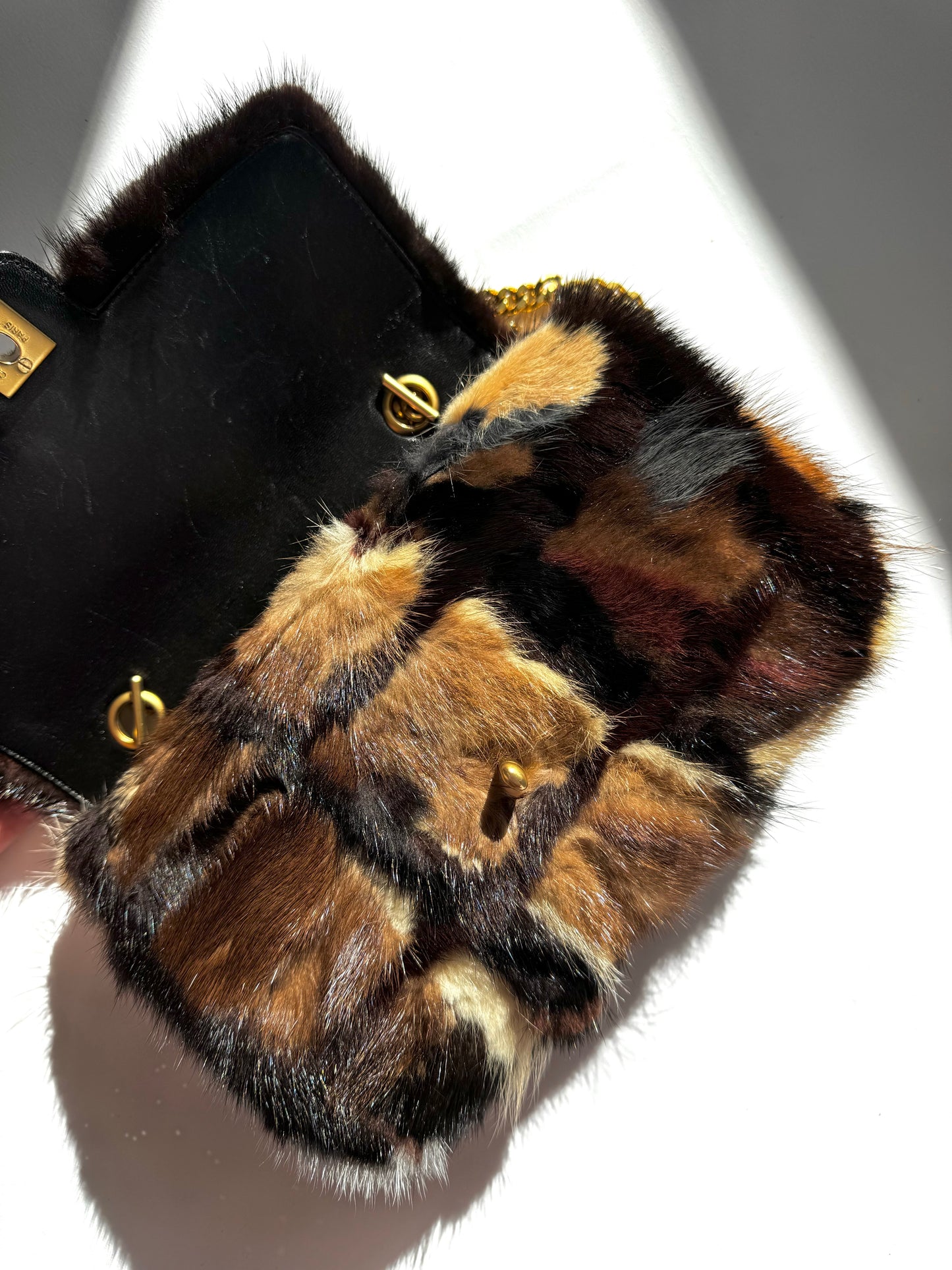 Chanel Multicolor Medium Mink Fur Single Flap Bag