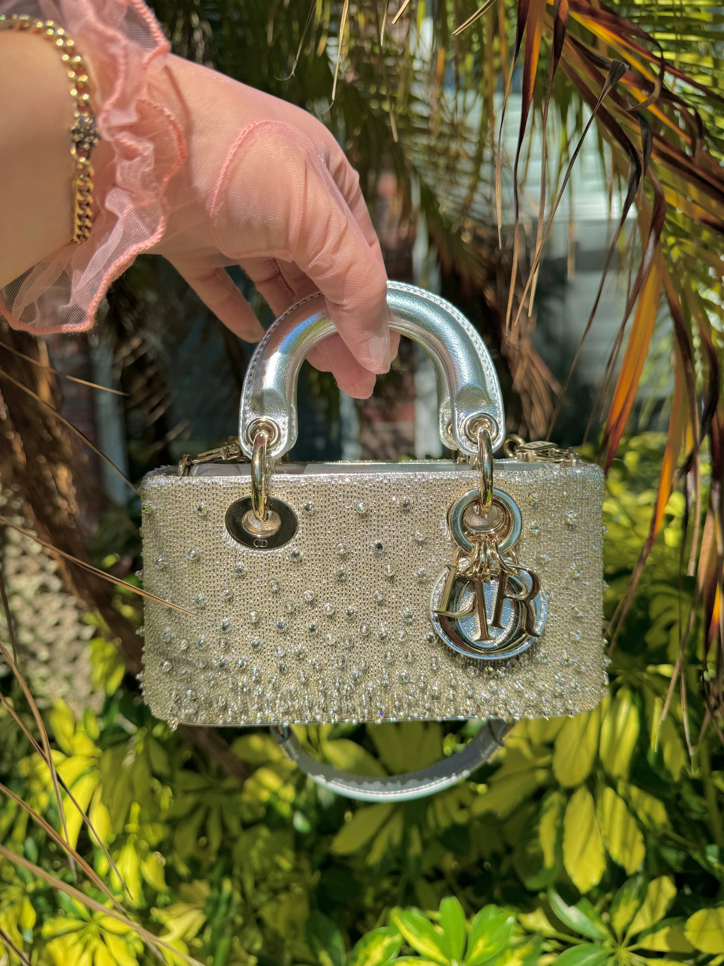 2023 Lady D-Joy Silver Embellished Micro Bag