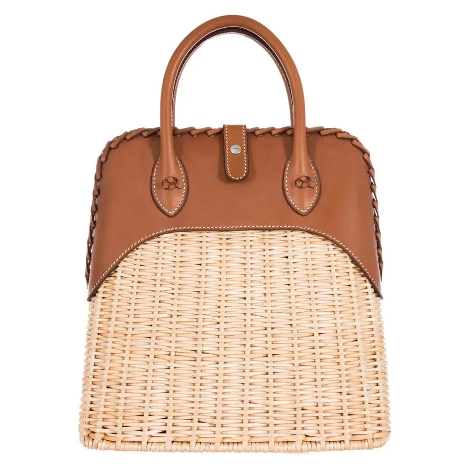 Hermes 2016 Picnic Bolide 25 Fauve Barenia & Osier Wicker Bag