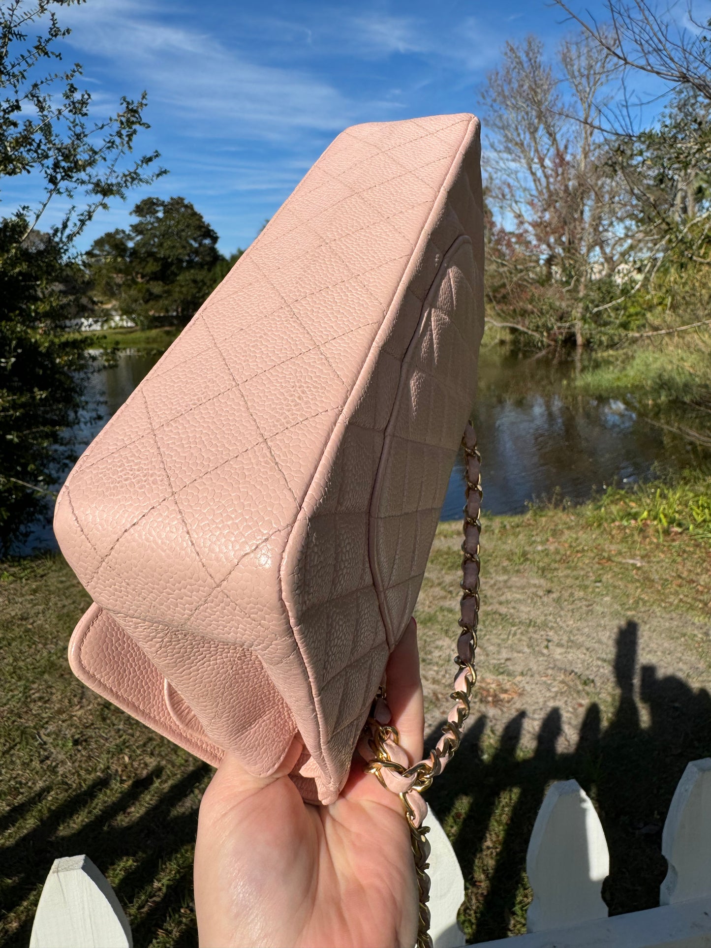 Chanel Light Pink Medium Vintage Caviar Classic Flap