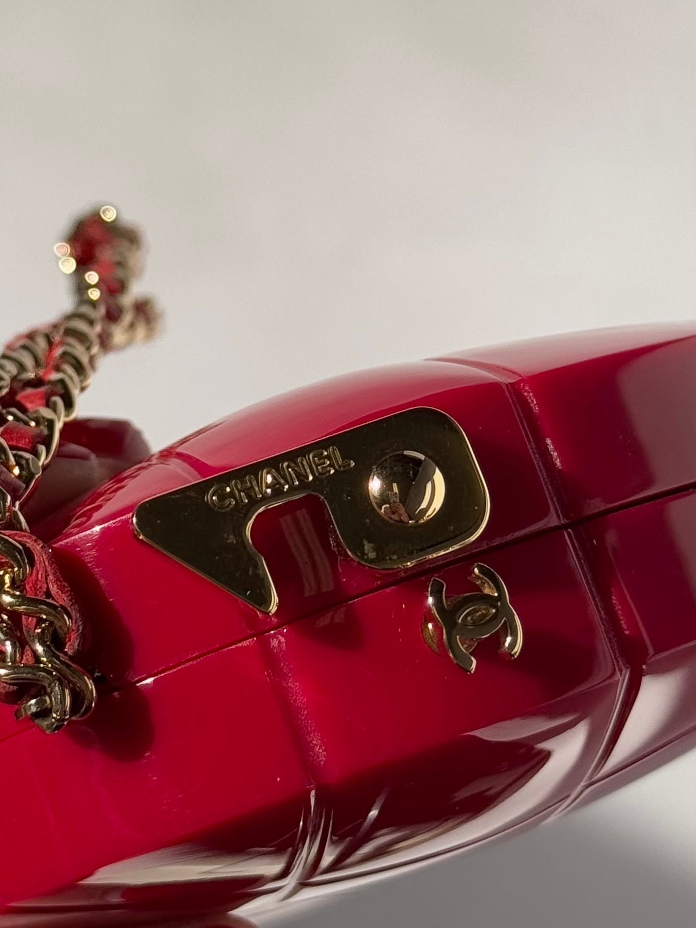 Chanel 2002 Red Lucite Heart Clutch