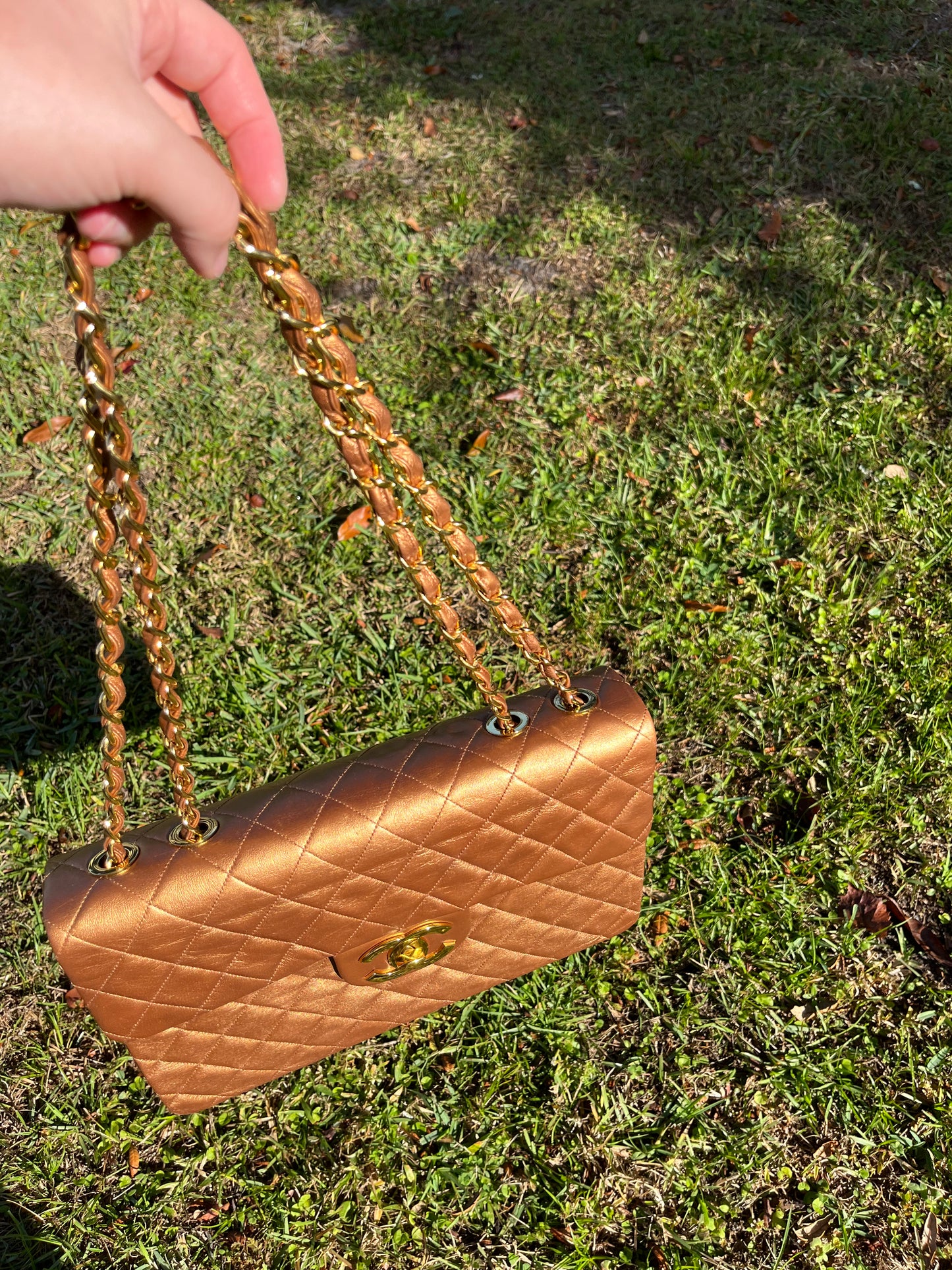 Chanel 1991 Bronze Maxi Lambskin Flap Bag