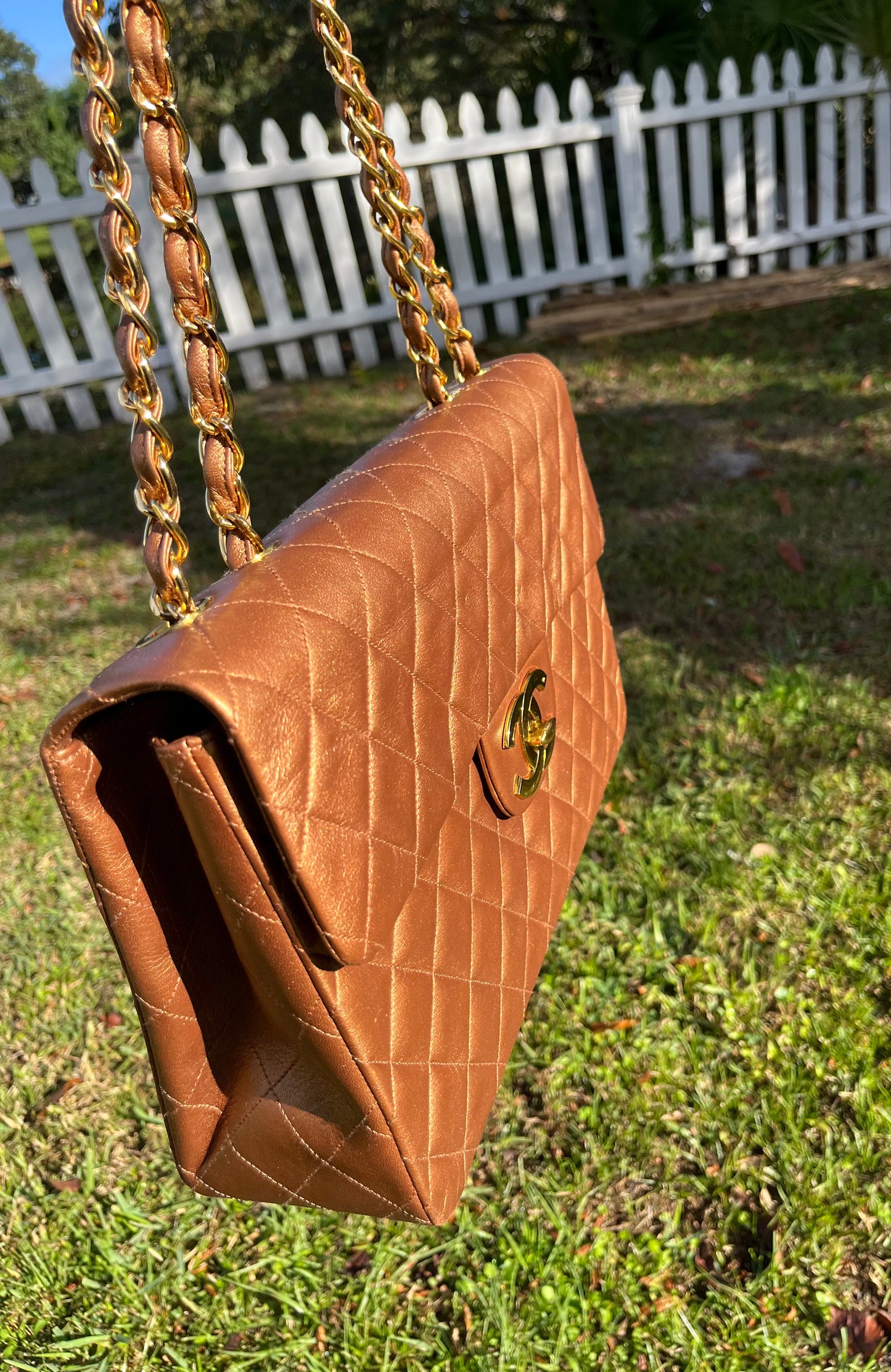 Chanel 1991 Bronze Maxi Lambskin Flap Bag