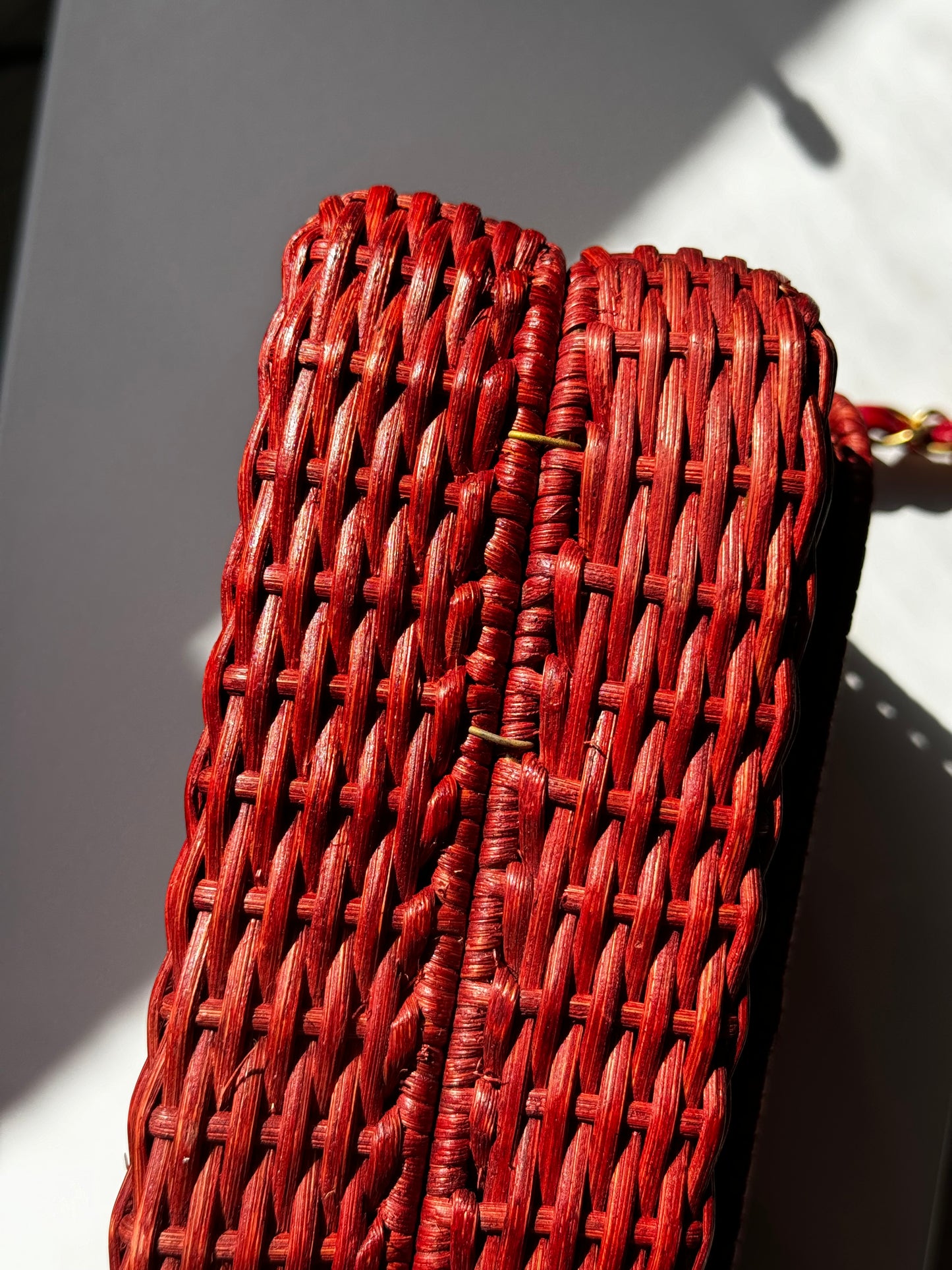 Chanel 2001 Red Wicker Shoulder Bag
