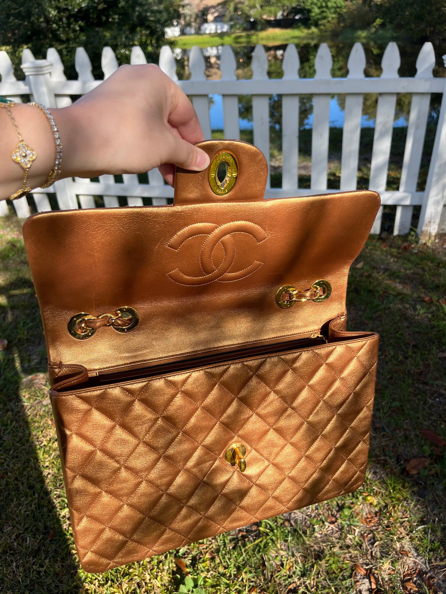 Chanel 1991 Bronze Maxi Lambskin Flap Bag