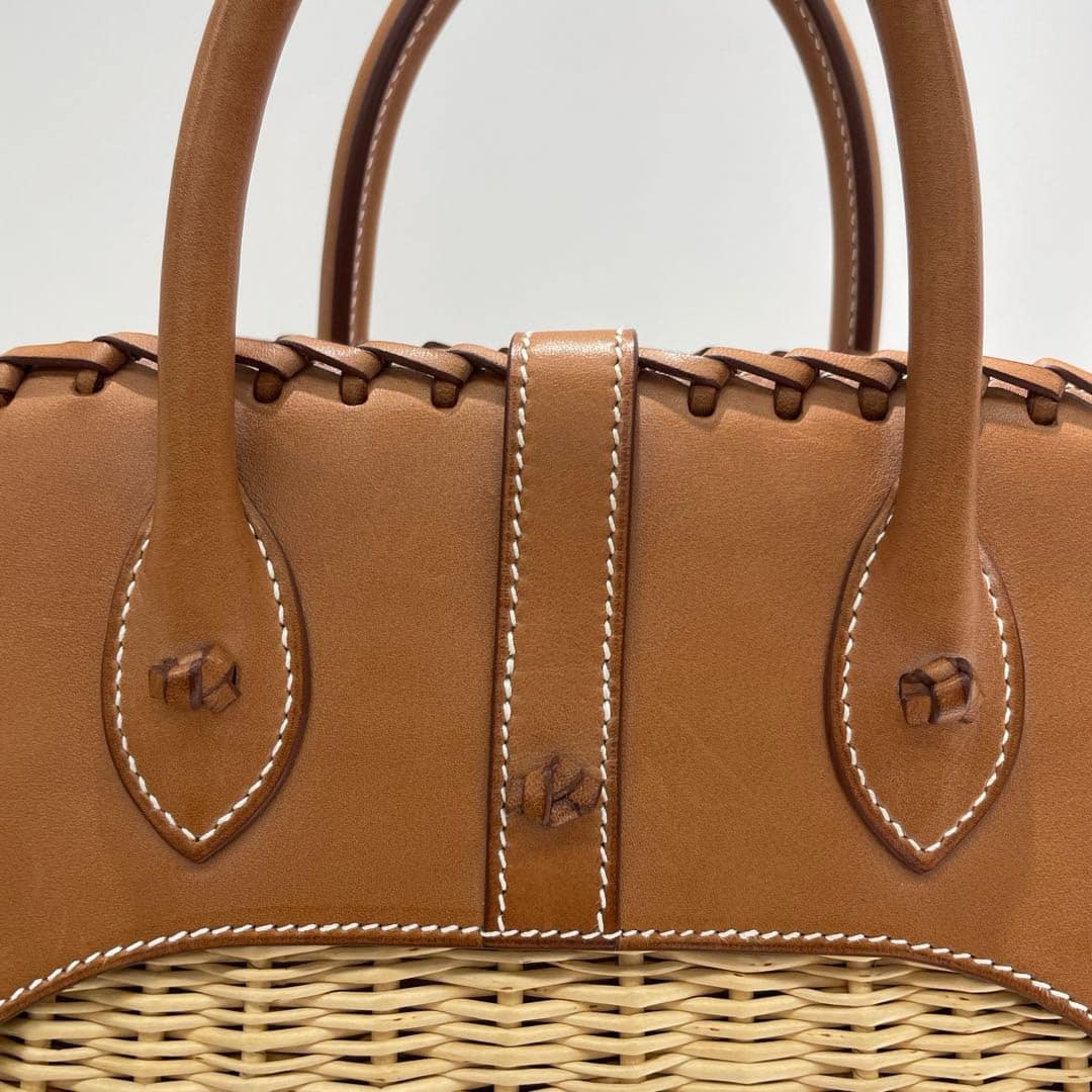 Hermes 2016 Picnic Bolide 25 Fauve Barenia & Osier Wicker Bag