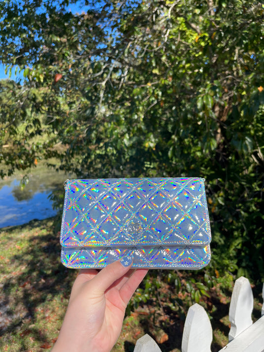 Chanel 21S Silver Hologram Iridescent WOC