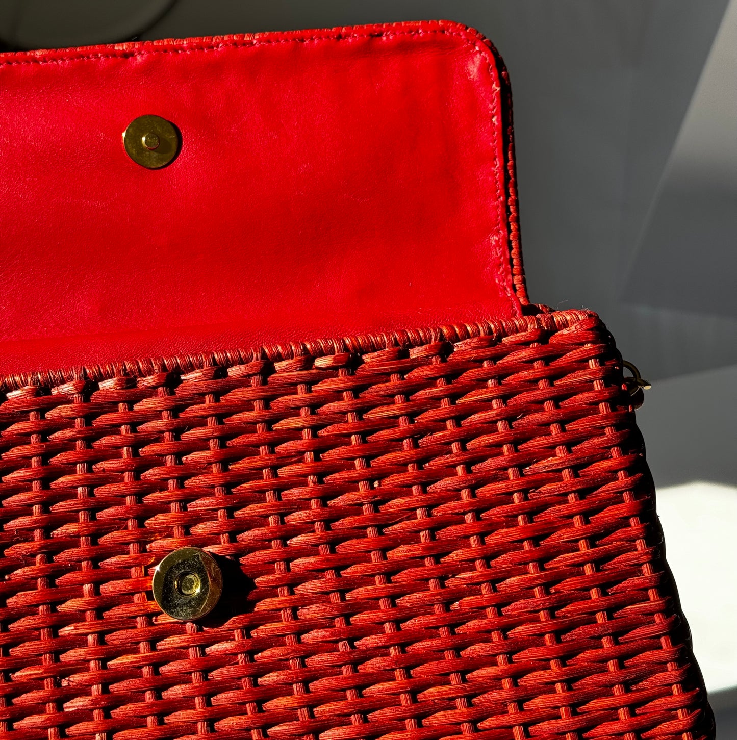 Chanel 2001 Red Wicker Shoulder Bag