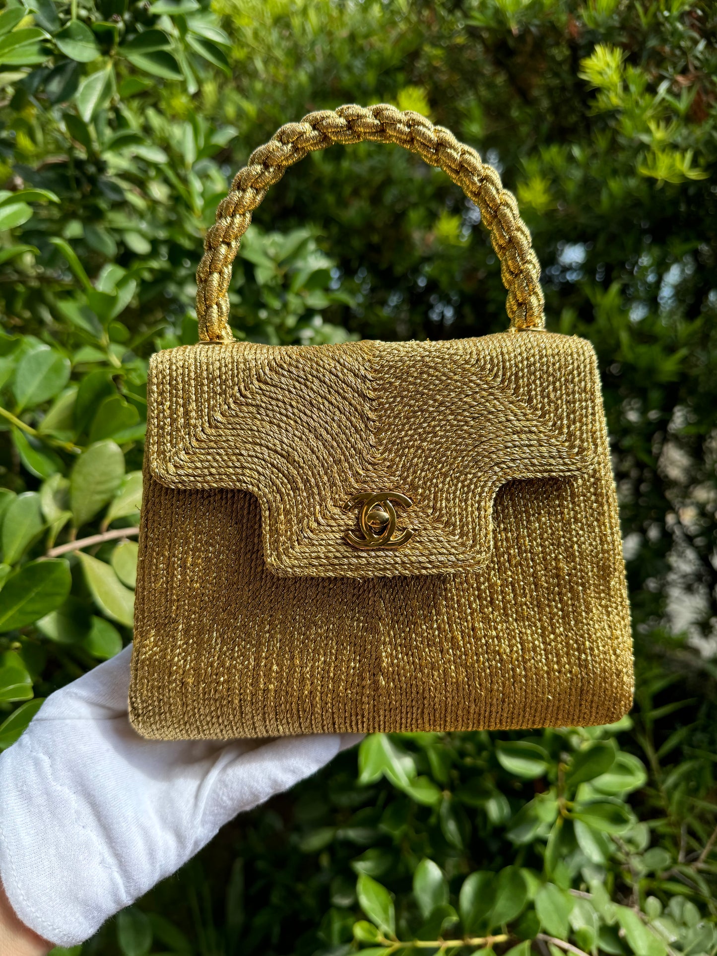 Chanel 1997 Silk Rope Gold Mini Top Handle