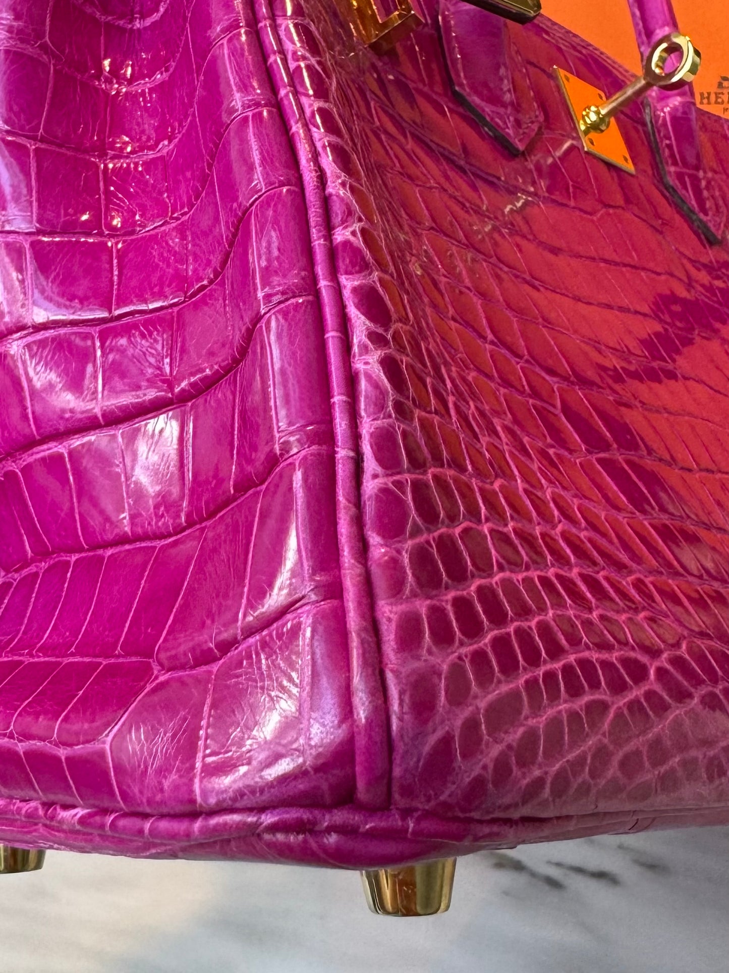 Hermes 2021 Rose Scheherazade Shiny Niloticus Crocodile Birkin 25