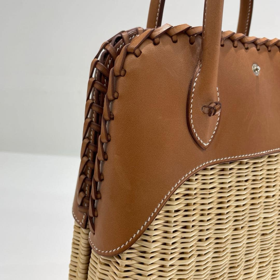 Hermes 2016 Picnic Bolide 25 Fauve Barenia & Osier Wicker Bag