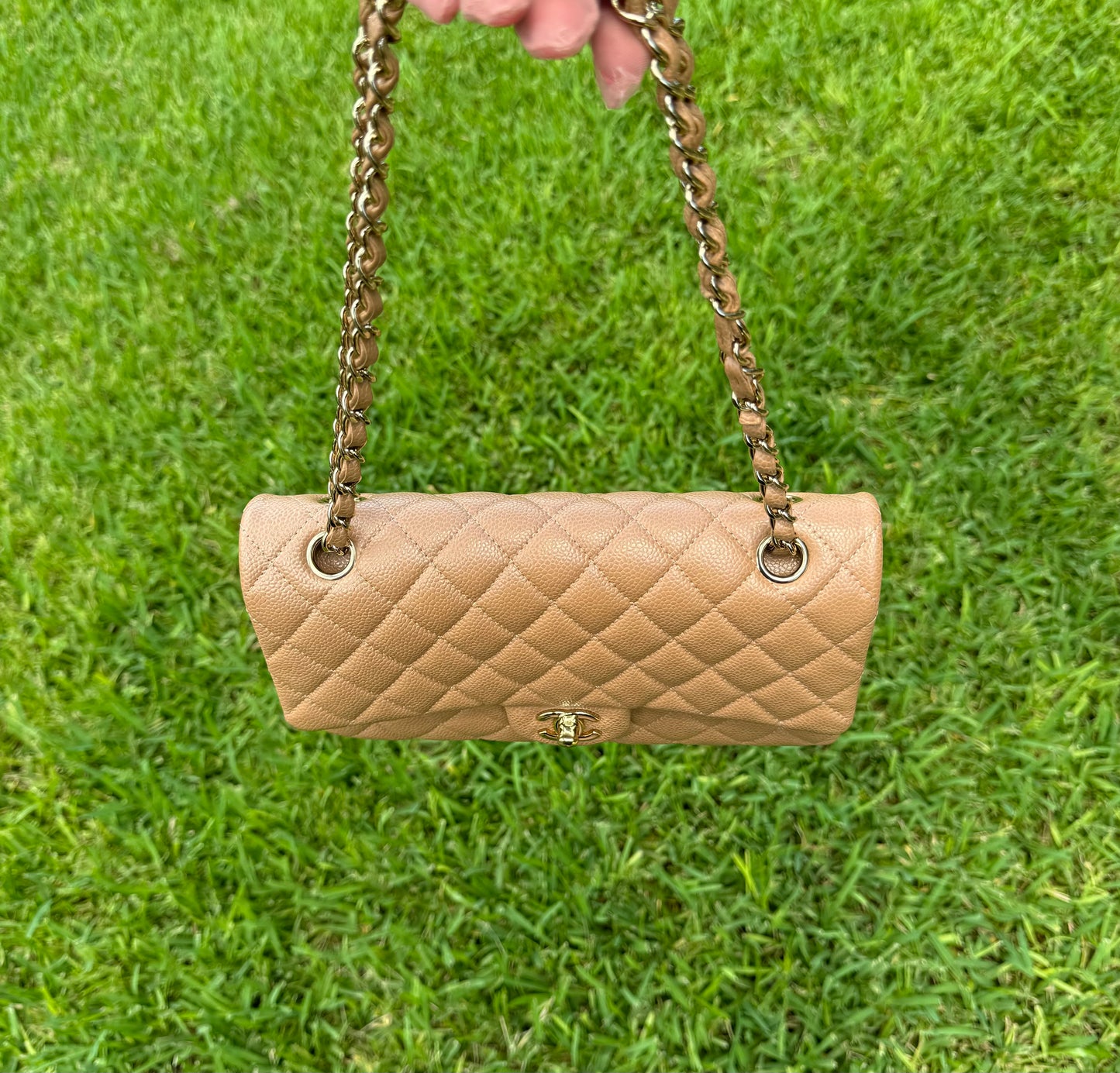 Chanel 18S Dark Beige Medium Caviar Flap Bag