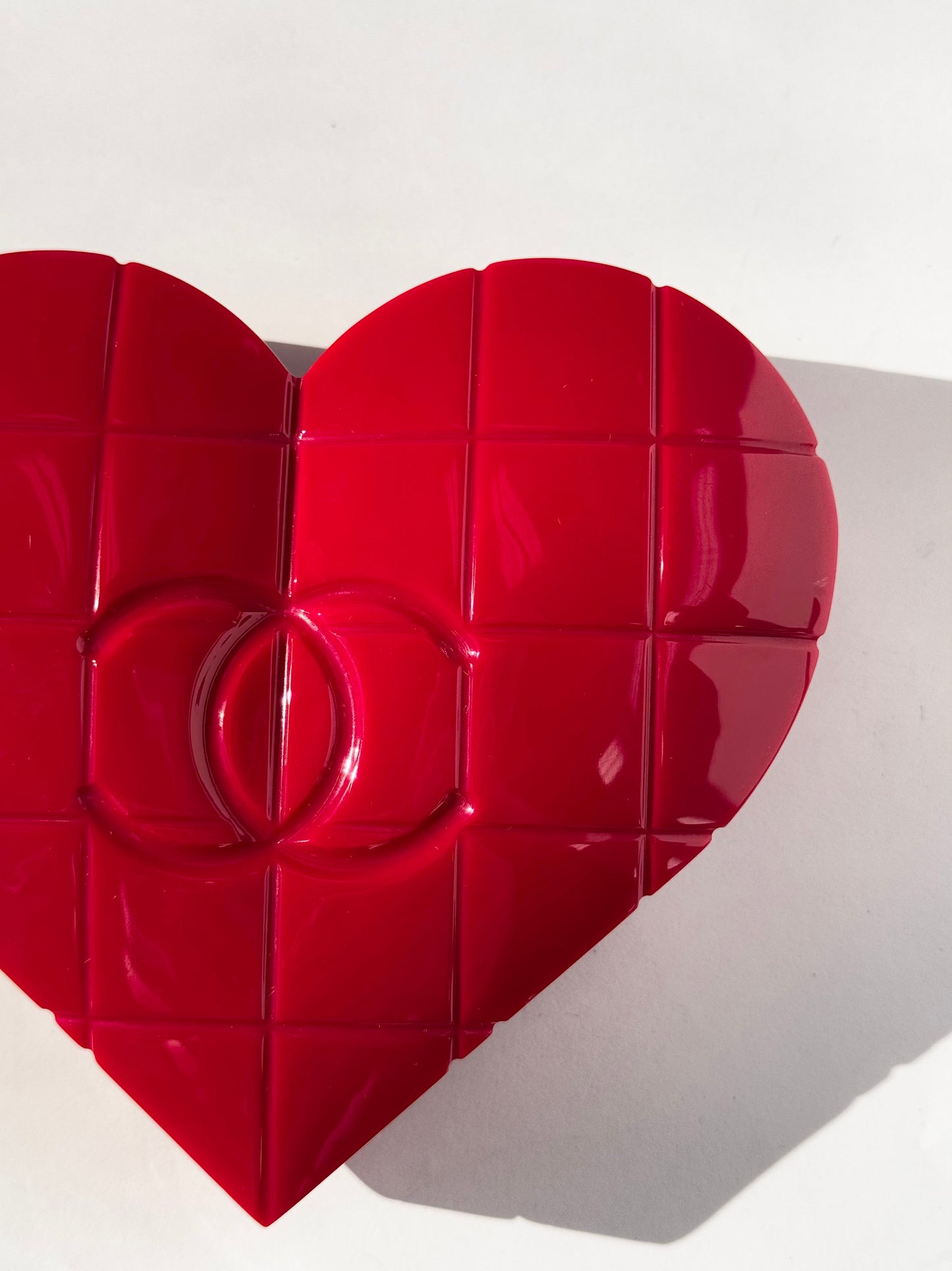 Chanel 2002 Red Lucite Heart Clutch