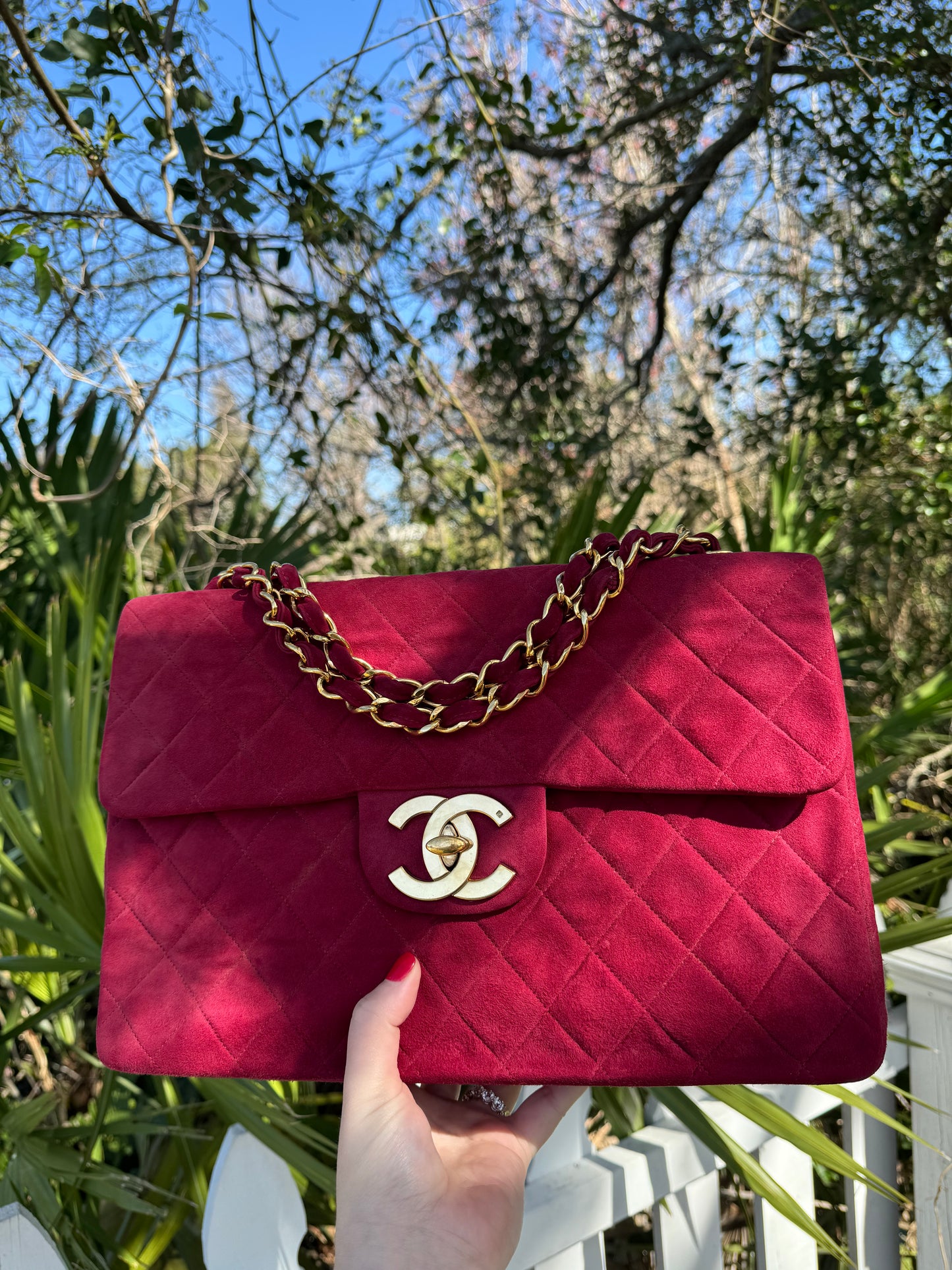 Chanel Mulberry Suede Maxi Flap Bag