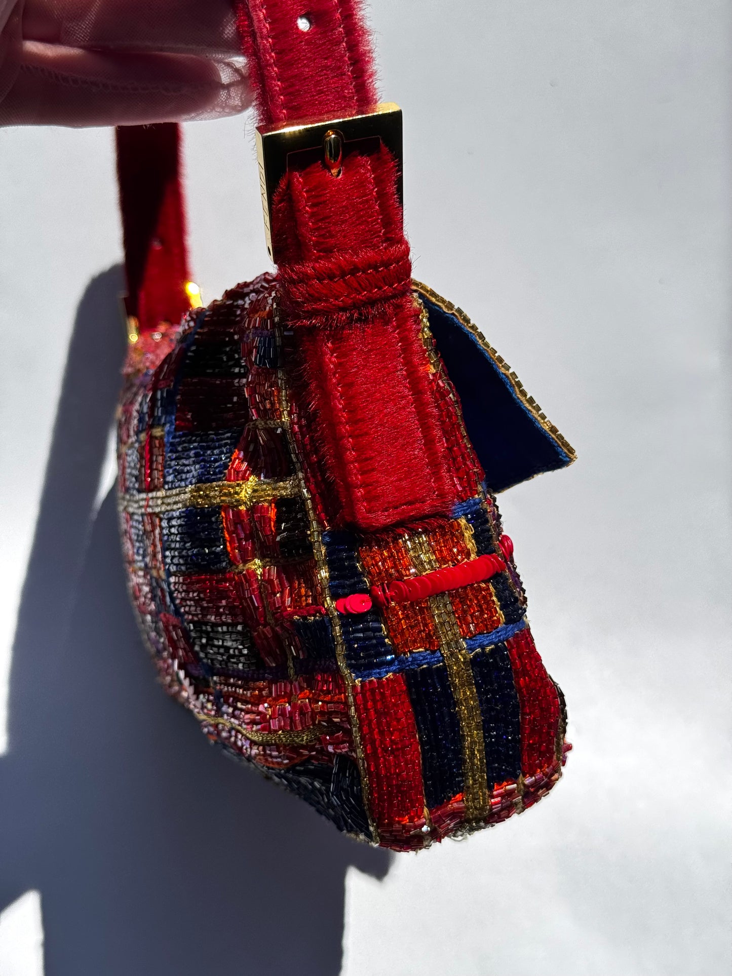 Fendi 1997 Vintage Beaded Ponyhair Baguette