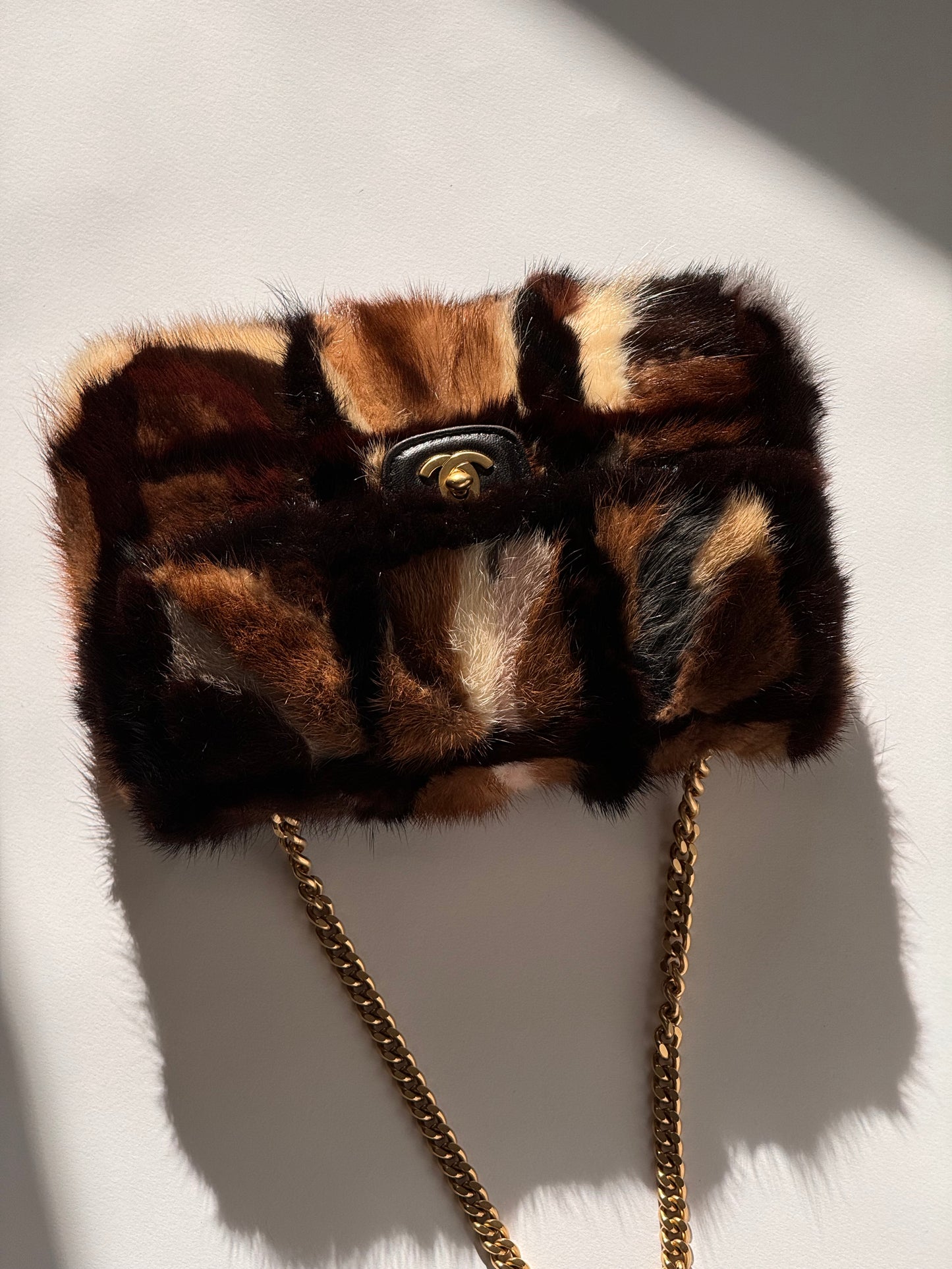 Chanel Multicolor Medium Mink Fur Single Flap Bag