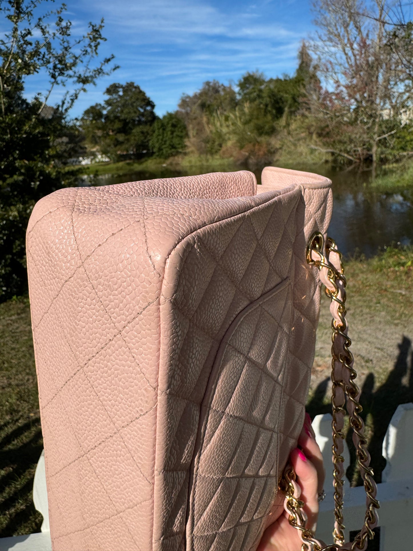 Chanel Light Pink Medium Vintage Caviar Classic Flap