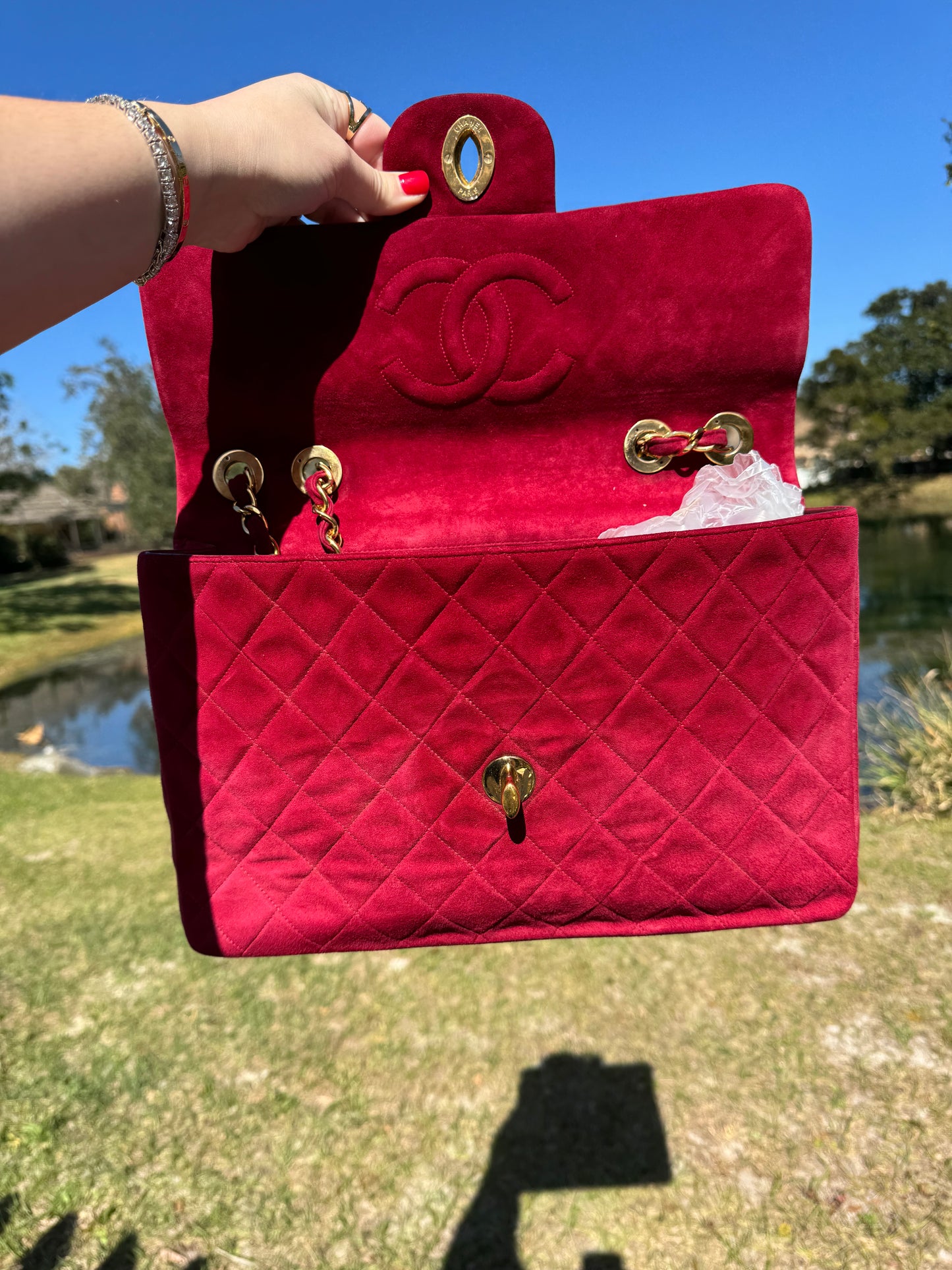 Chanel Mulberry Suede Maxi Flap Bag
