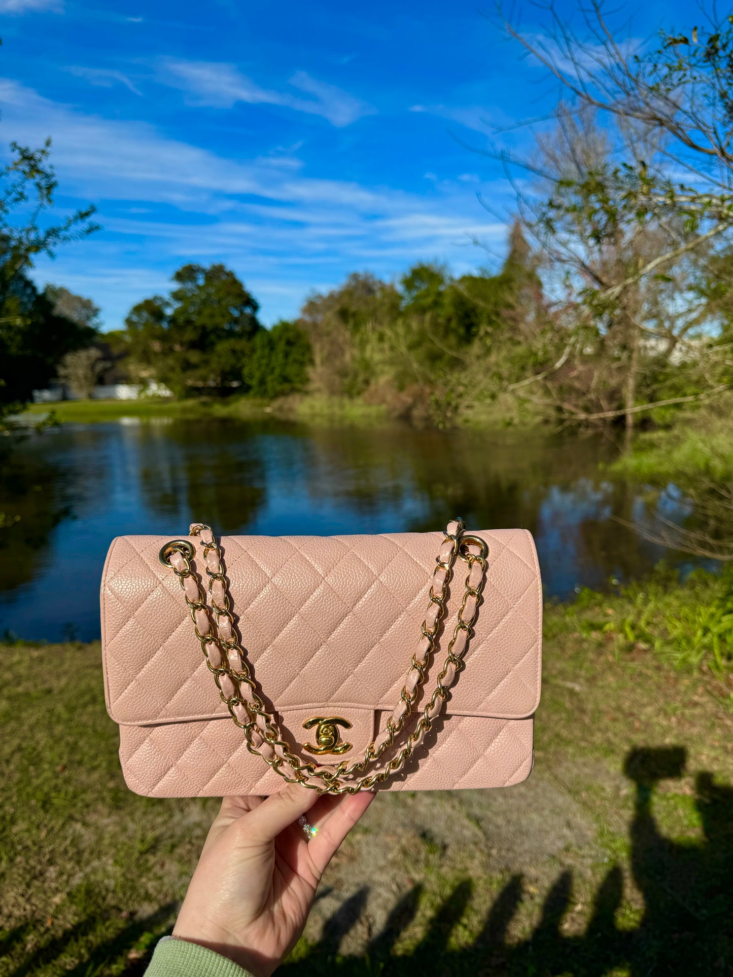 Chanel Light Pink Medium Vintage Caviar Classic Flap