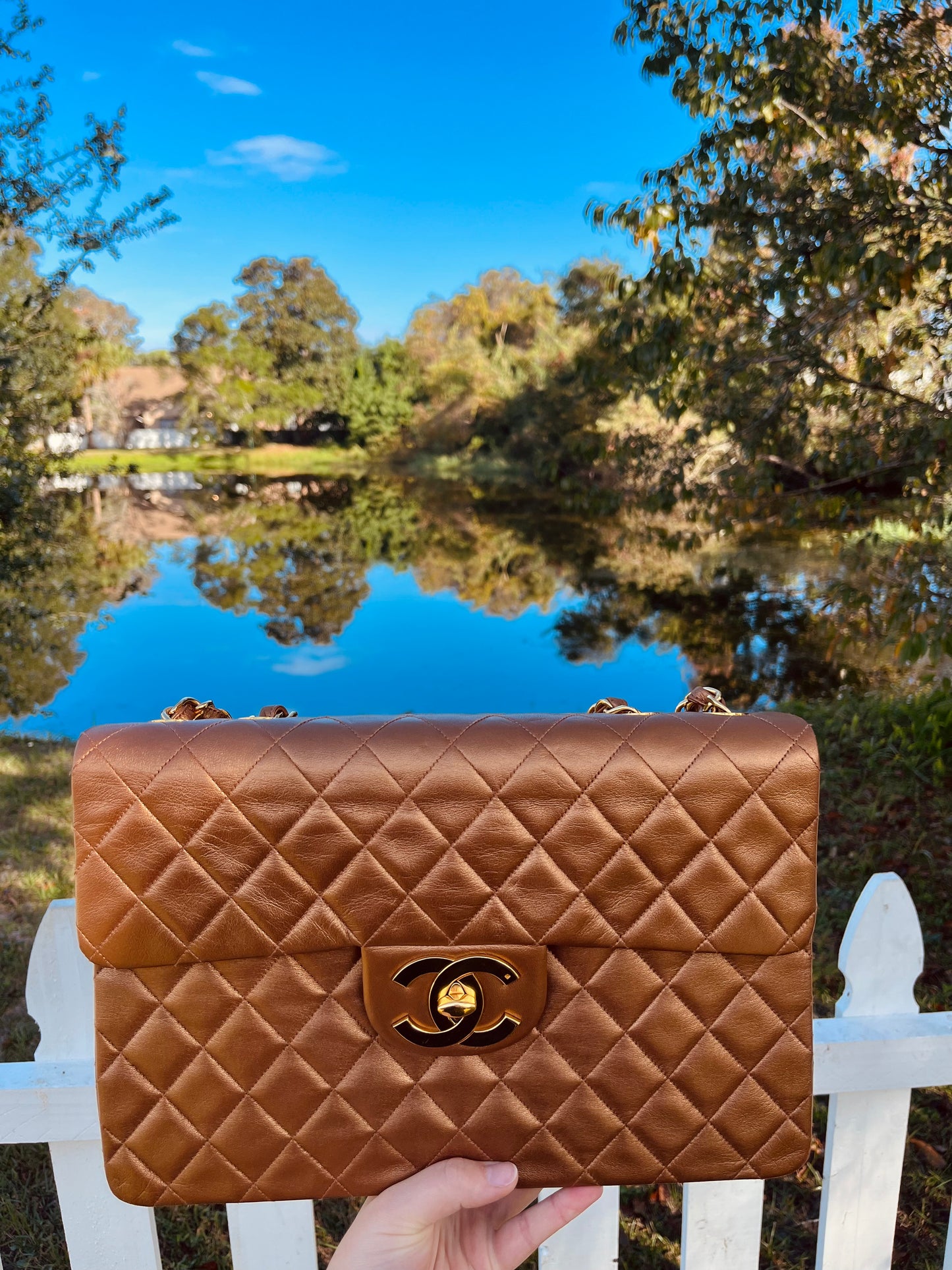 Chanel 1991 Bronze Maxi Lambskin Flap Bag