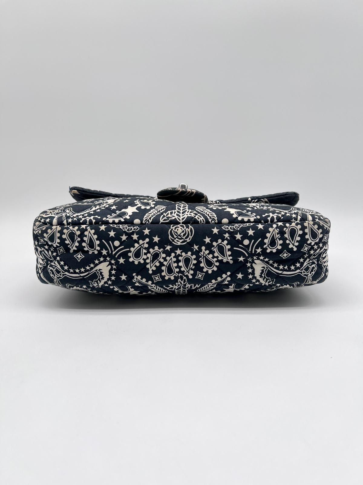 Chanel 2014 Paris Dallas Medium Navy Bandana Flap Bag