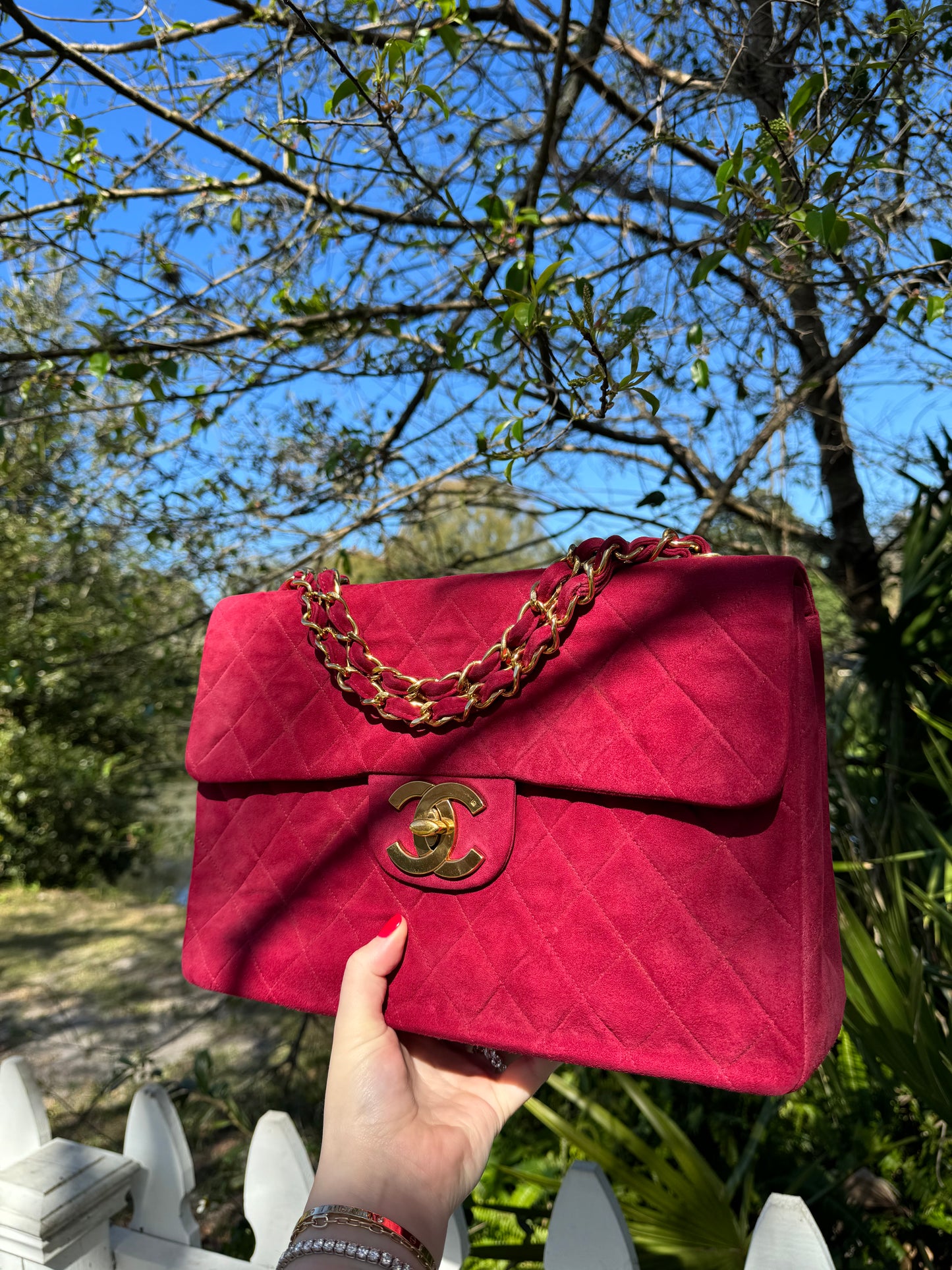 Chanel Mulberry Suede Maxi Flap Bag
