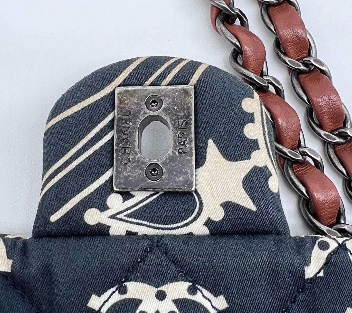 Chanel 2014 Paris Dallas Medium Navy Bandana Flap Bag