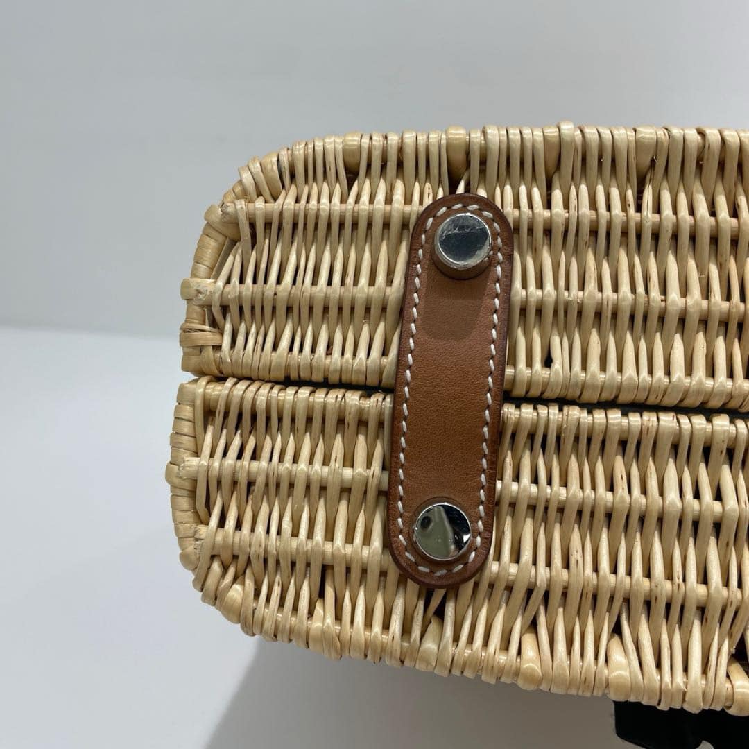 Hermes 2016 Picnic Bolide 25 Fauve Barenia & Osier Wicker Bag