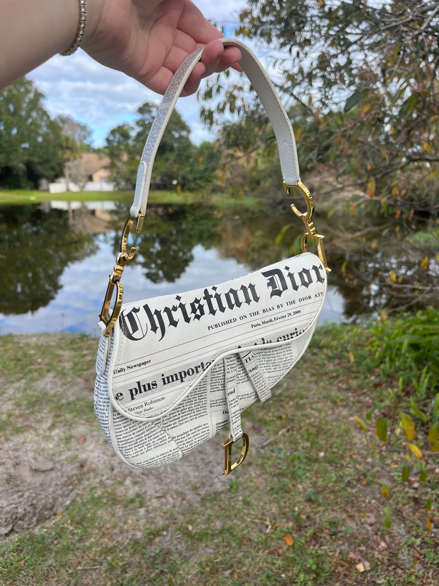Christian Dior 2000 Newspaper Saddle Bag