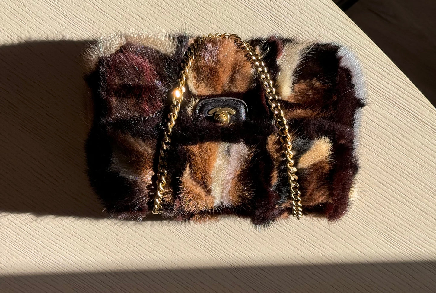 Chanel Multicolor Medium Mink Fur Single Flap Bag