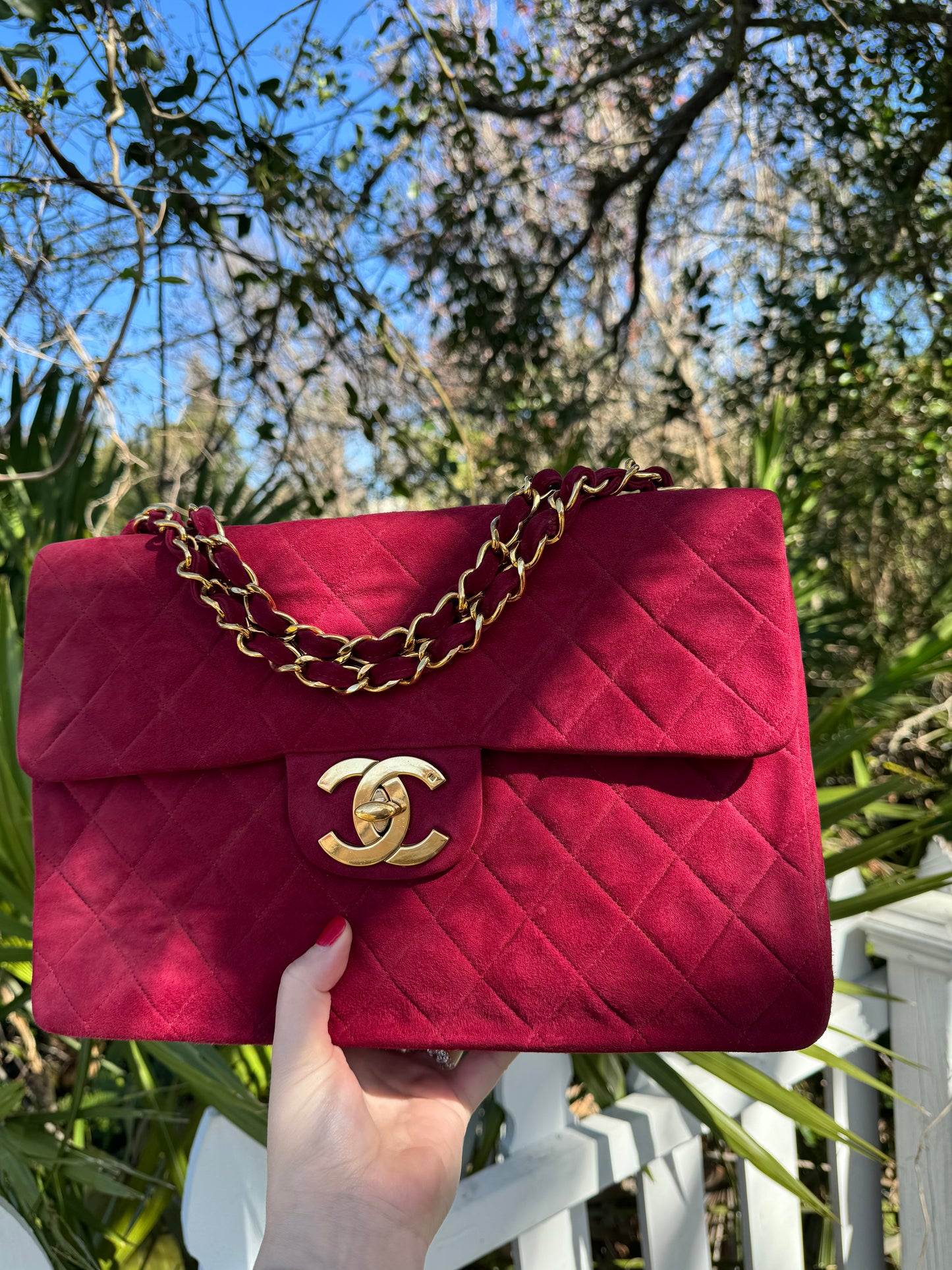 Chanel Mulberry Suede Maxi Flap Bag