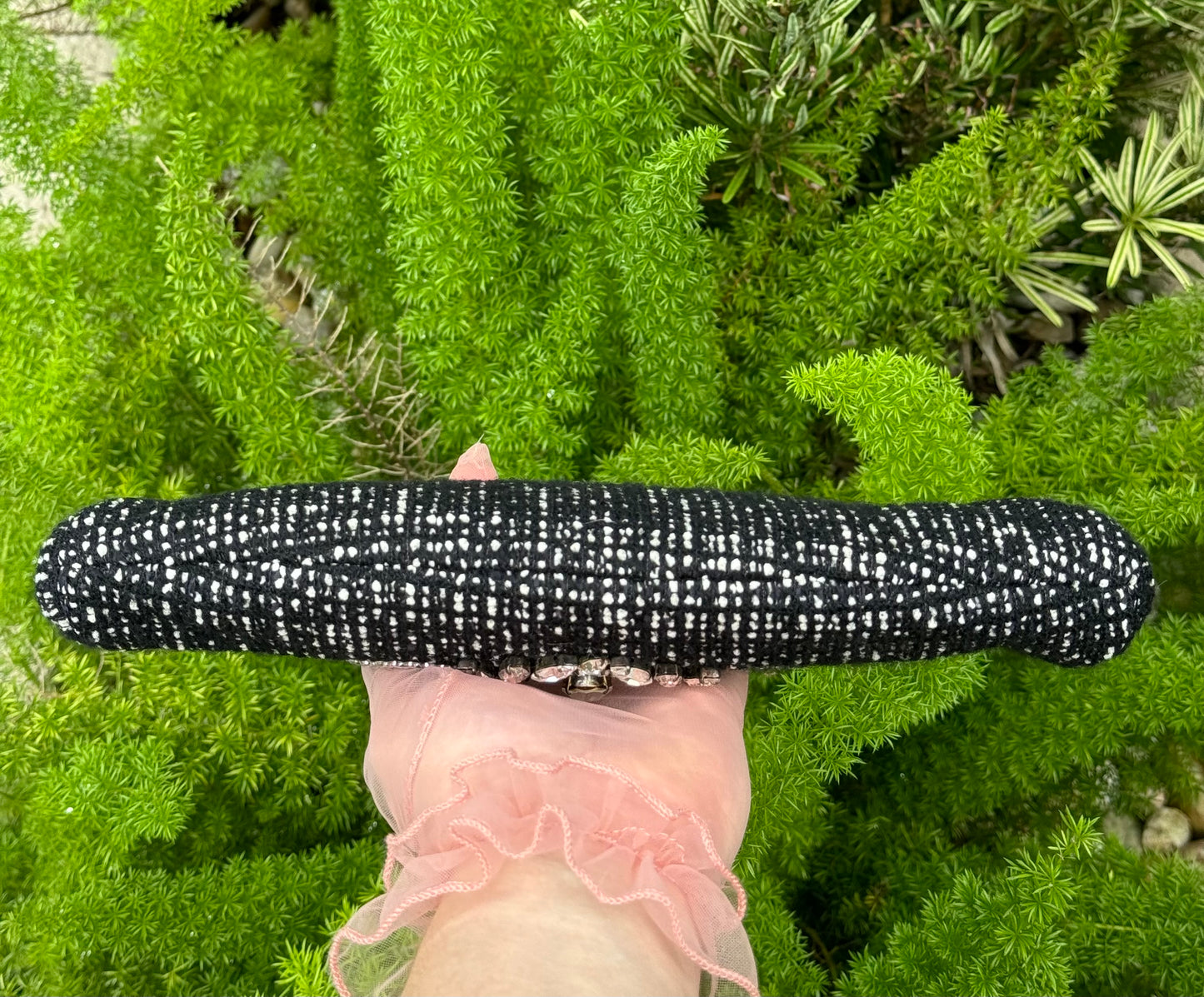Chanel 1990s Runway Tweed & Crystal CC Clutch
