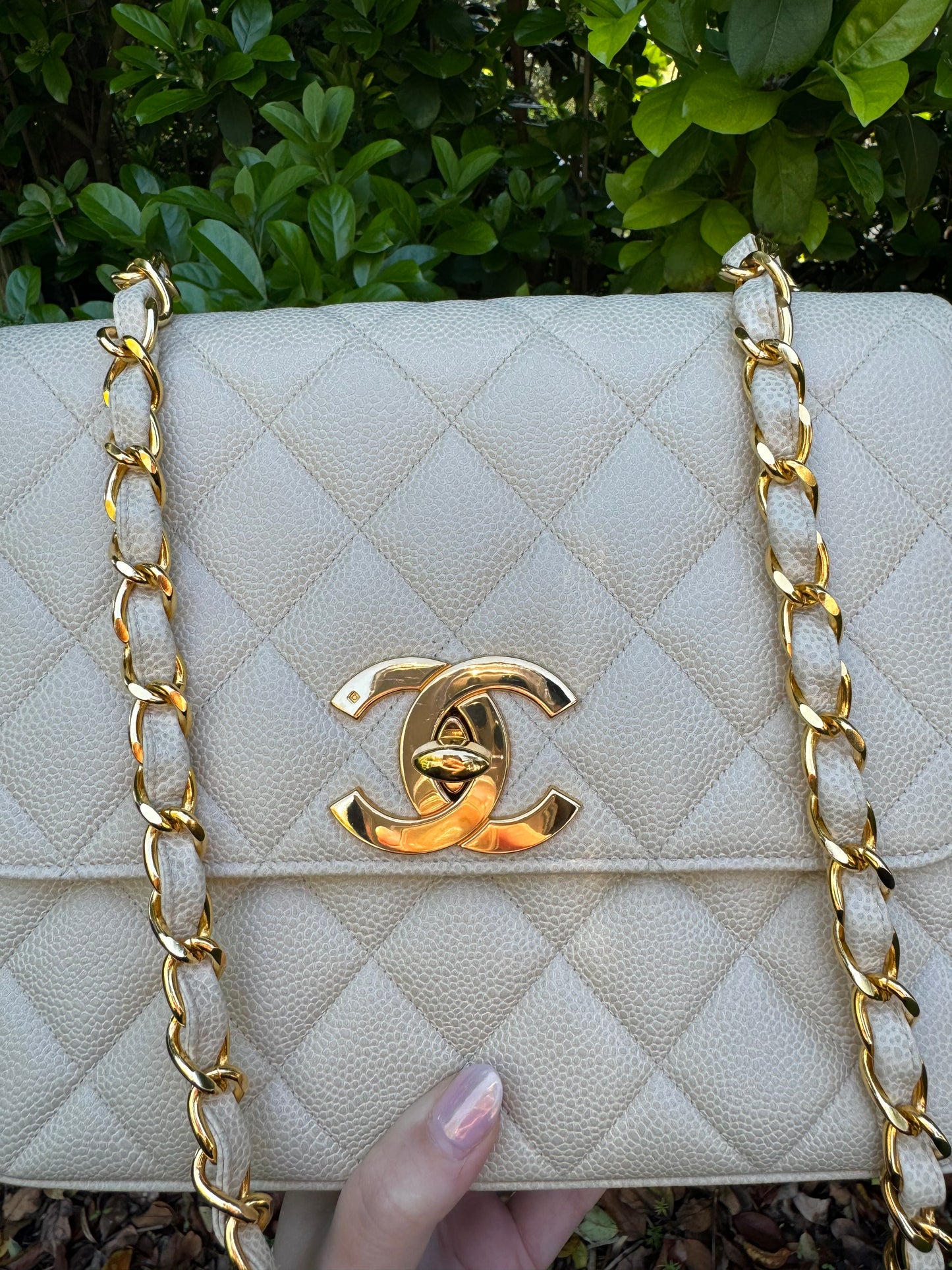Chanel 1995 Large Diamond Quilted Caviar Flap