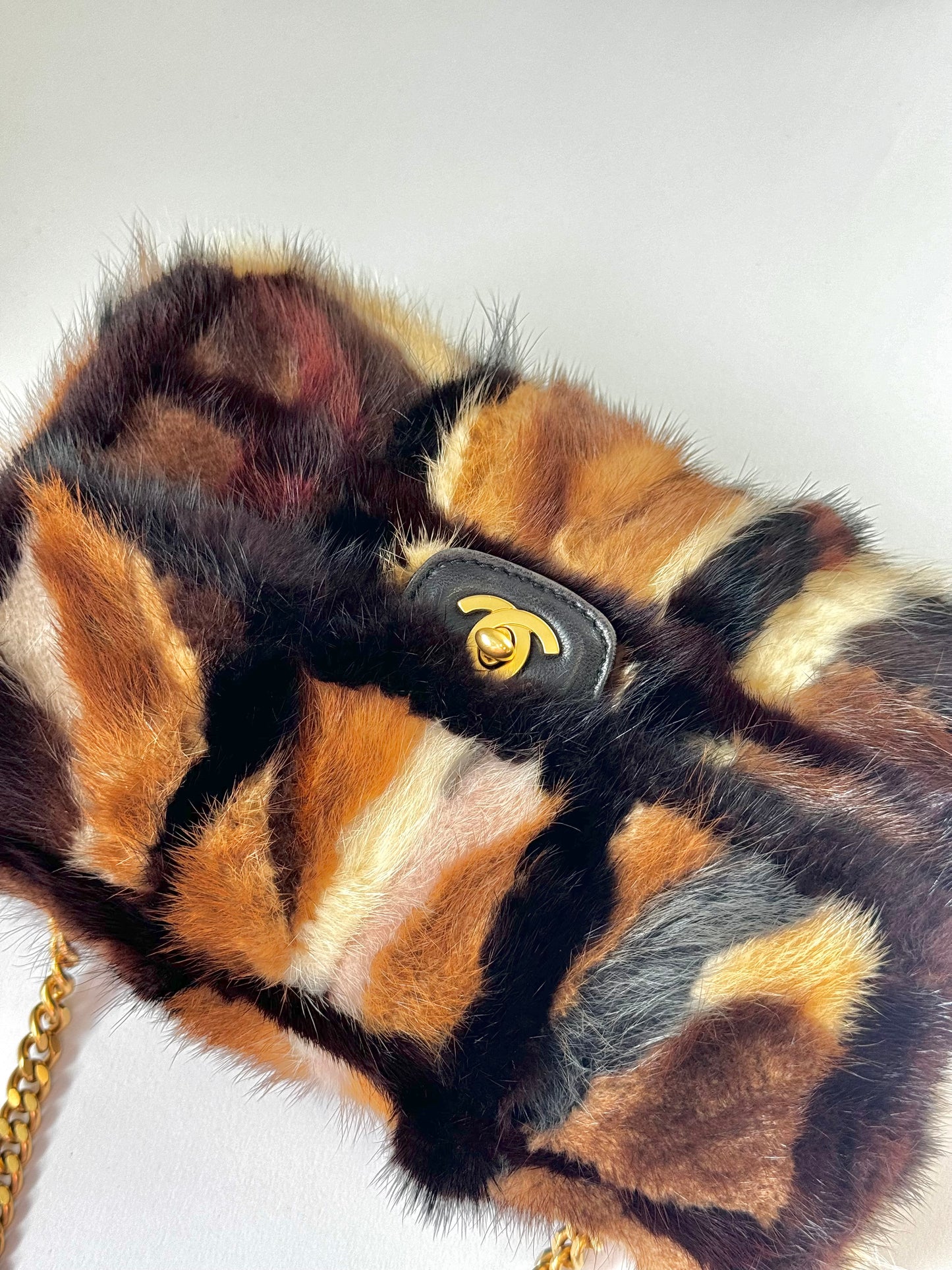 Chanel Multicolor Medium Mink Fur Single Flap Bag